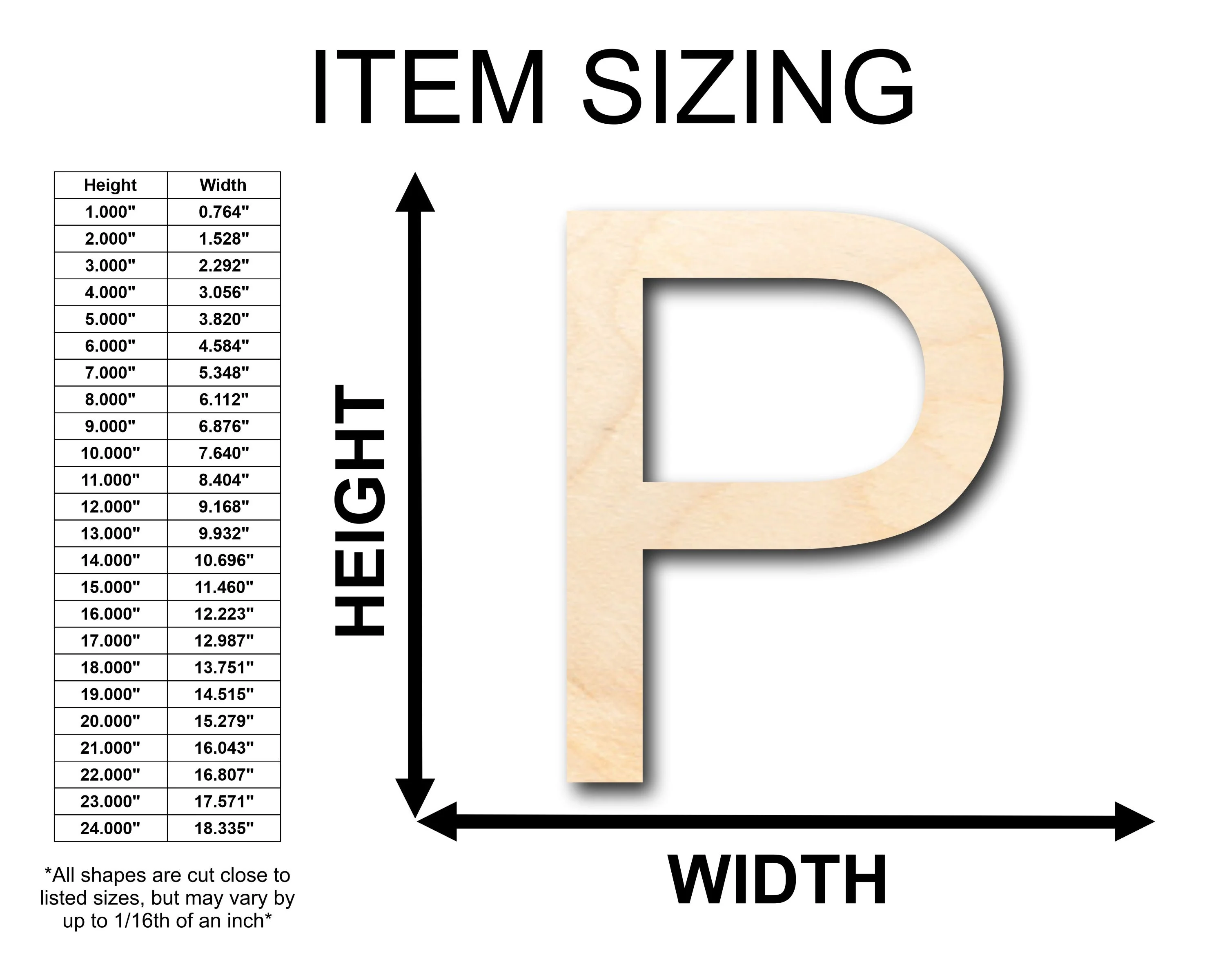 Unfinished Wood Arial Letter P Shape - Craft - up to 46" DIY - Image 2