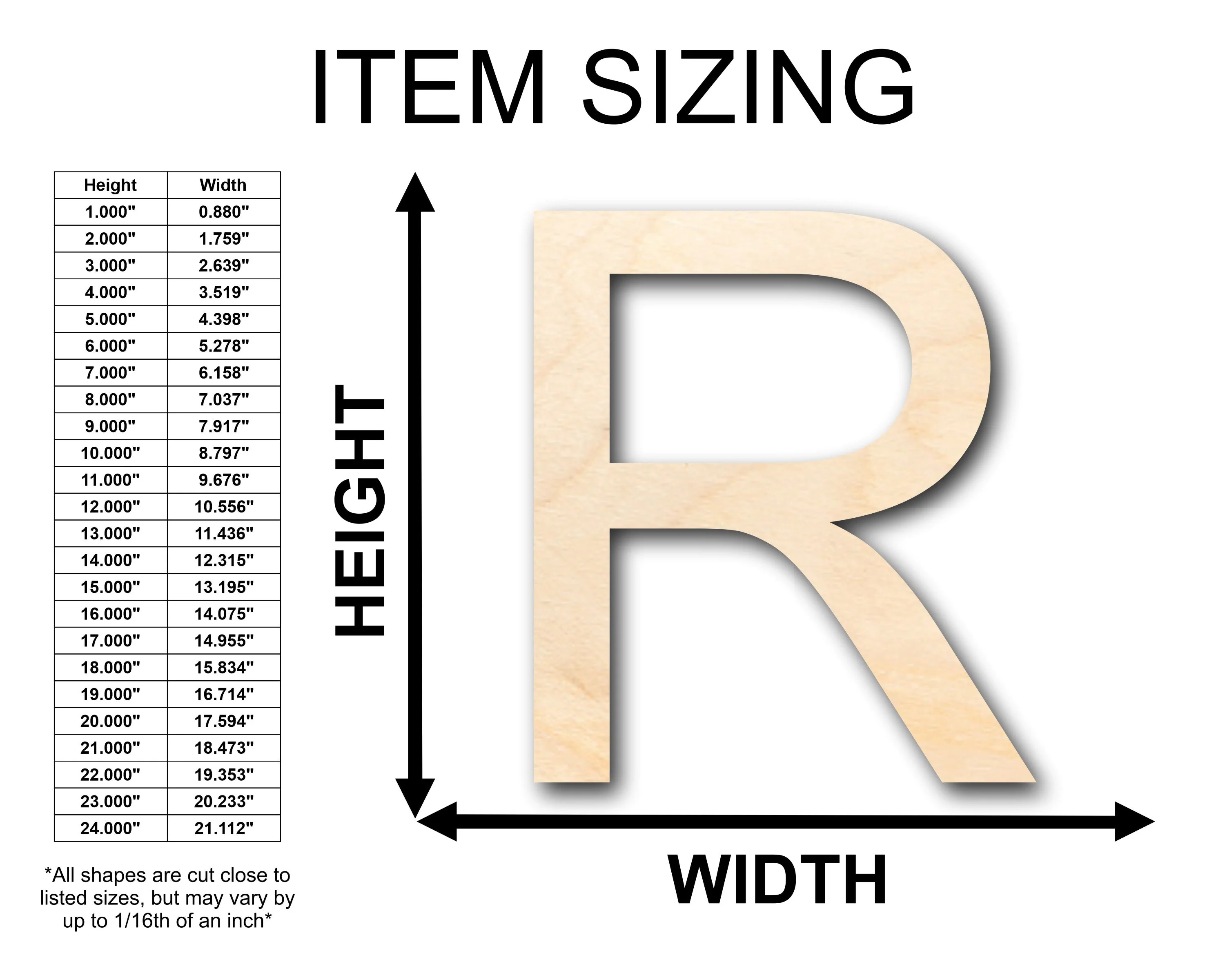 Unfinished Wood Arial Letter R Shape - Craft - up to 46" DIY - Image 2