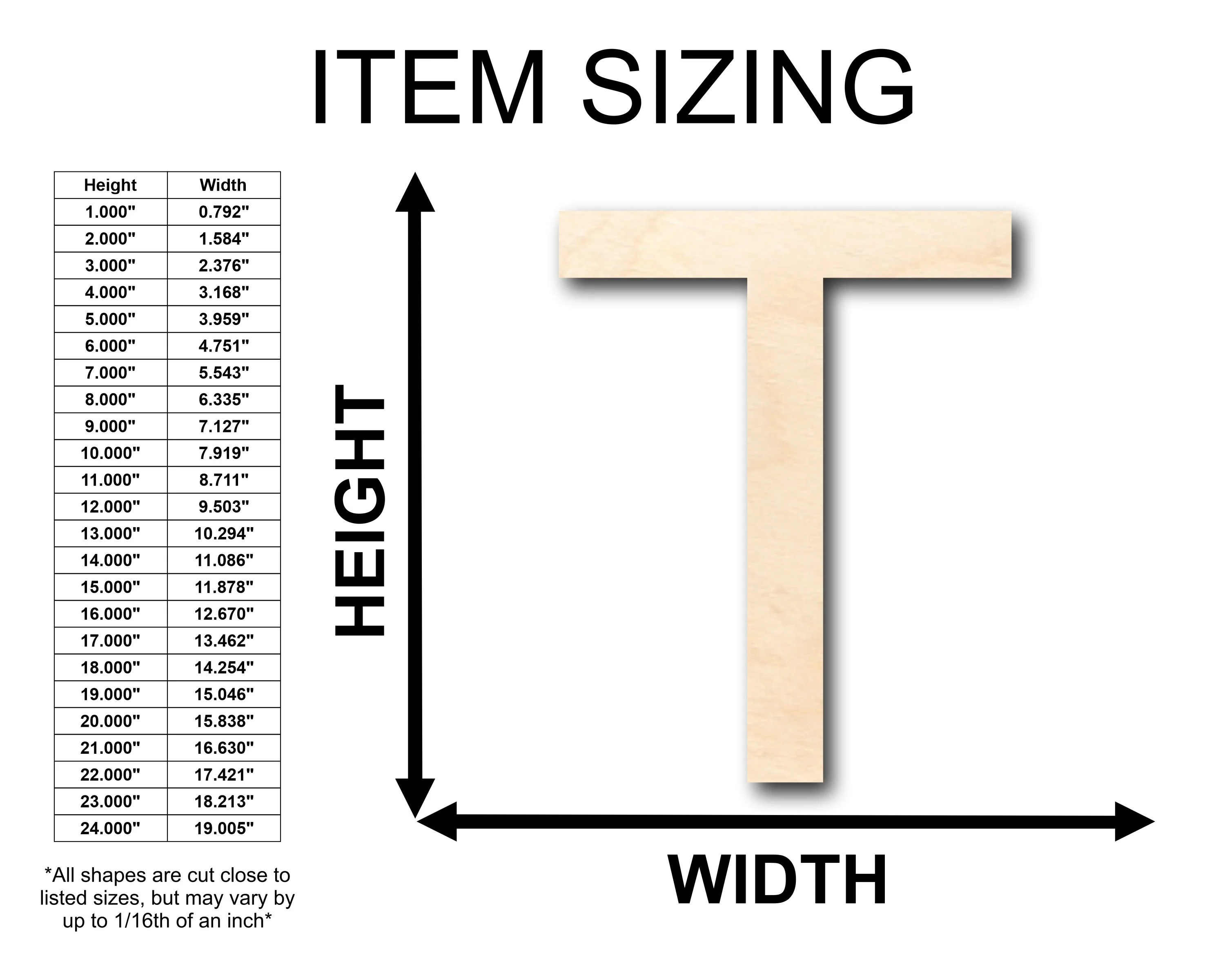 Unfinished Wood Arial Letter T Shape - Craft - up to 46" DIY - Image 2