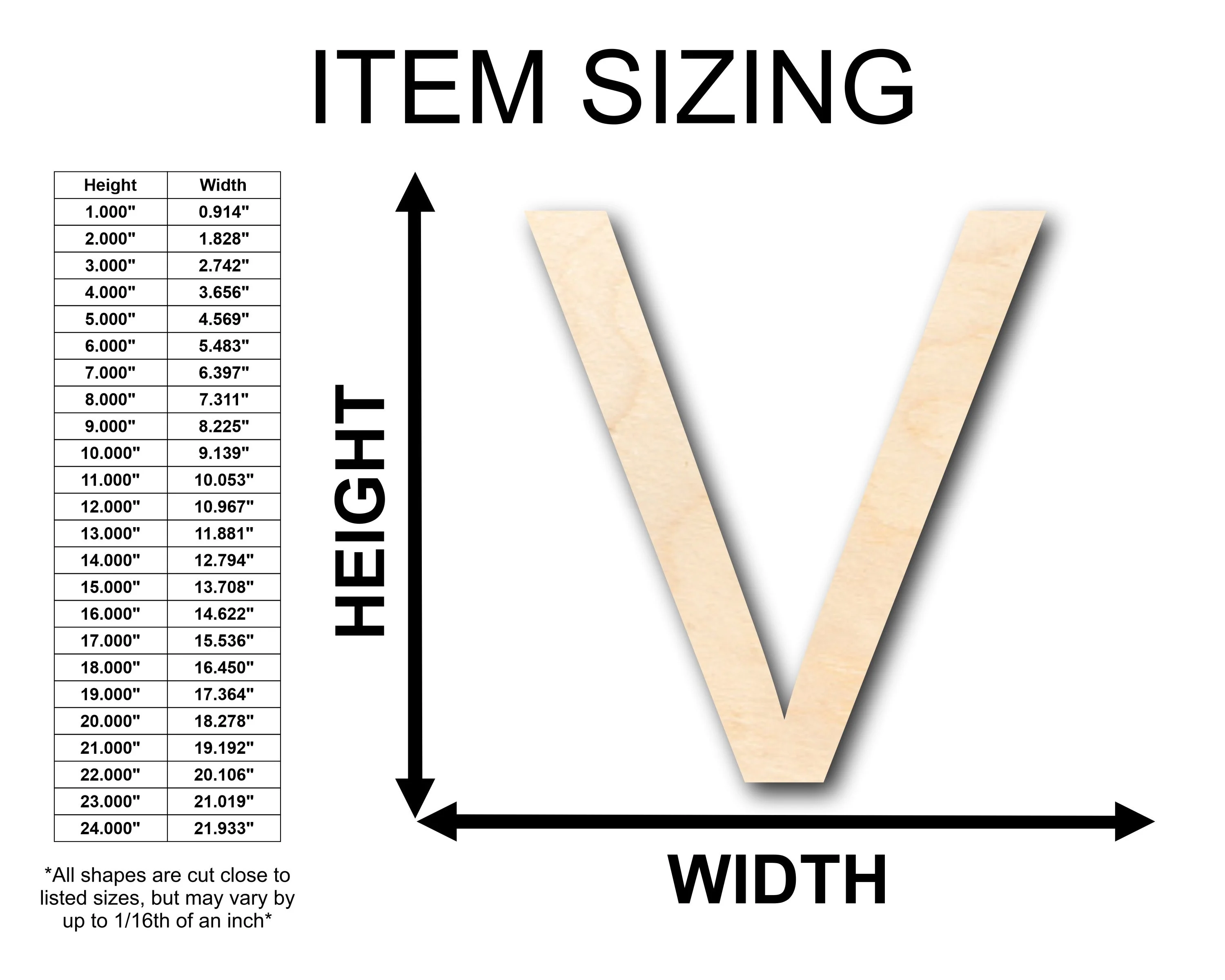 Unfinished Wood Arial Letter V Shape - Craft - up to 46" DIY - Image 2