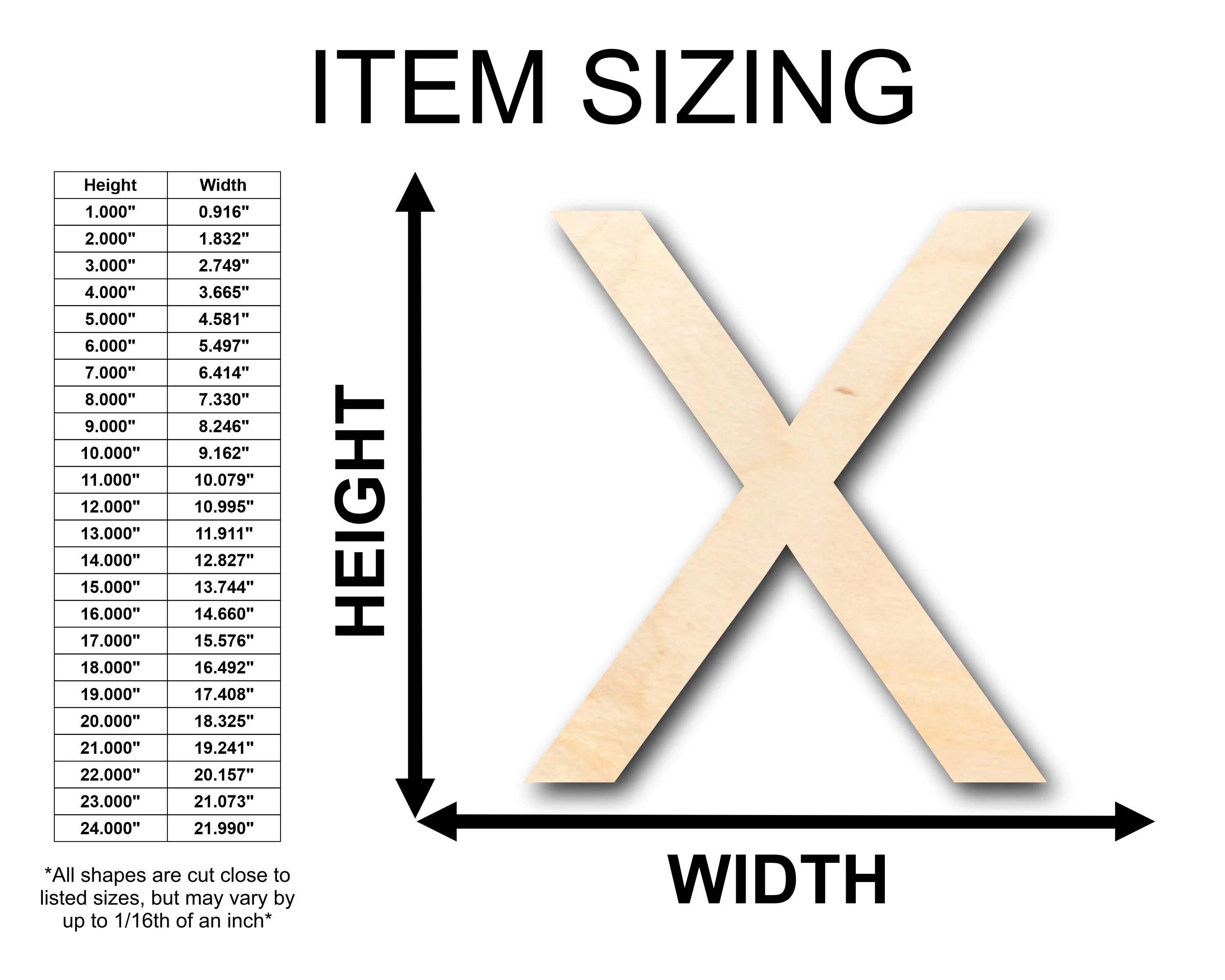 Unfinished Wood Arial Letter X Shape - Craft - up to 46" DIY - Image 2