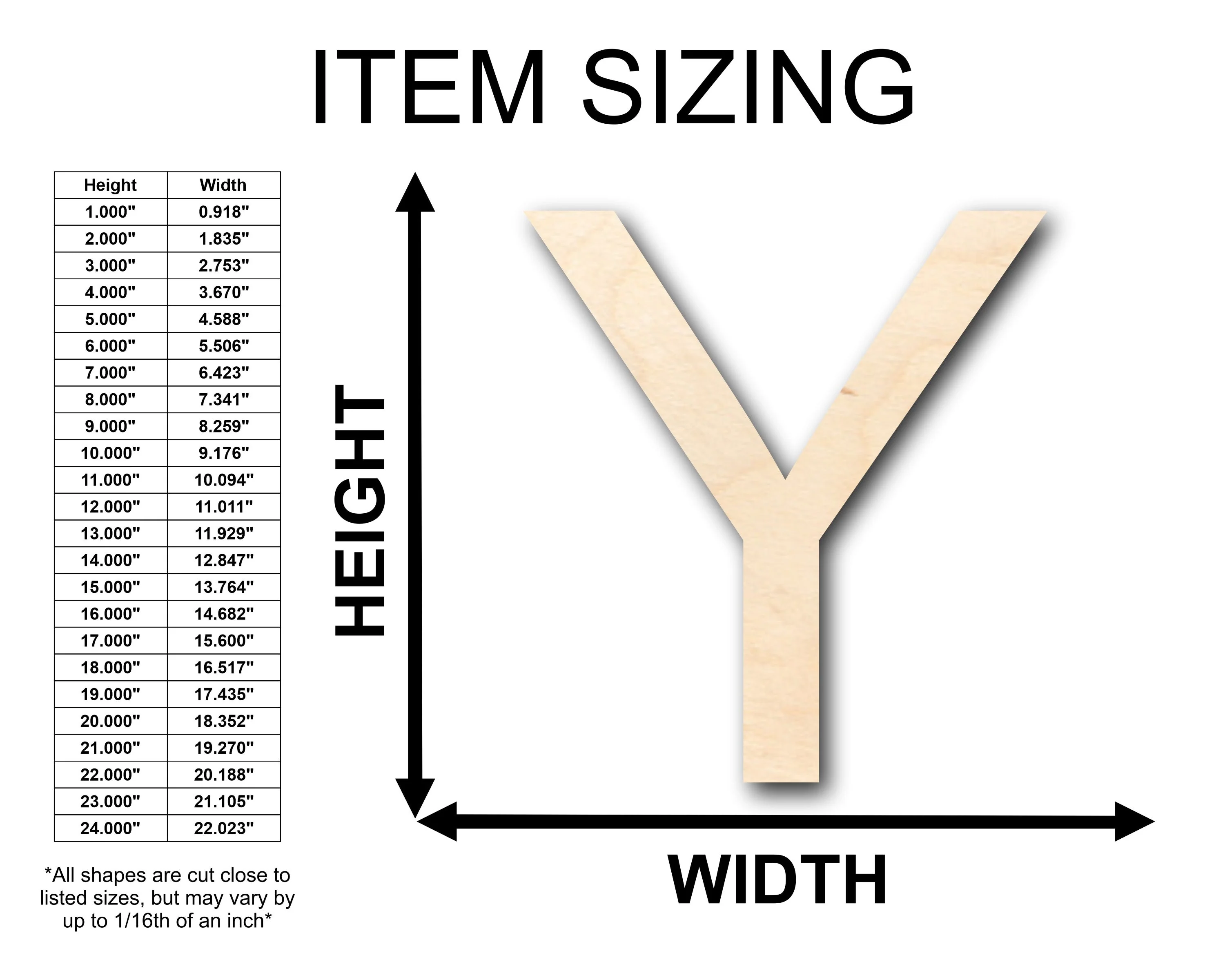 Unfinished Wood Arial Letter Y Shape - Craft - up to 46" DIY - Image 2