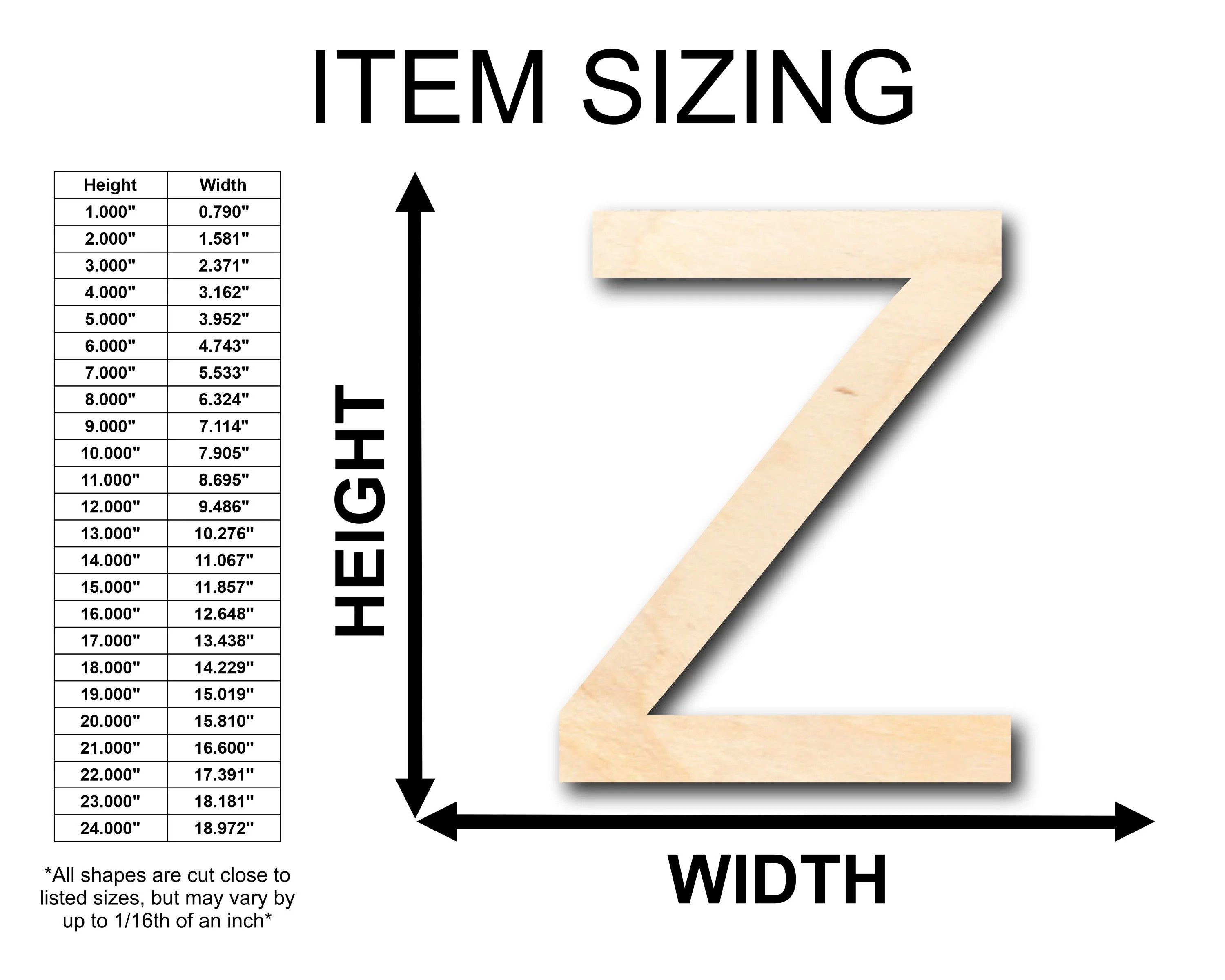 Unfinished Wood Arial Letter Z Shape - Craft - up to 46" DIY - Image 2