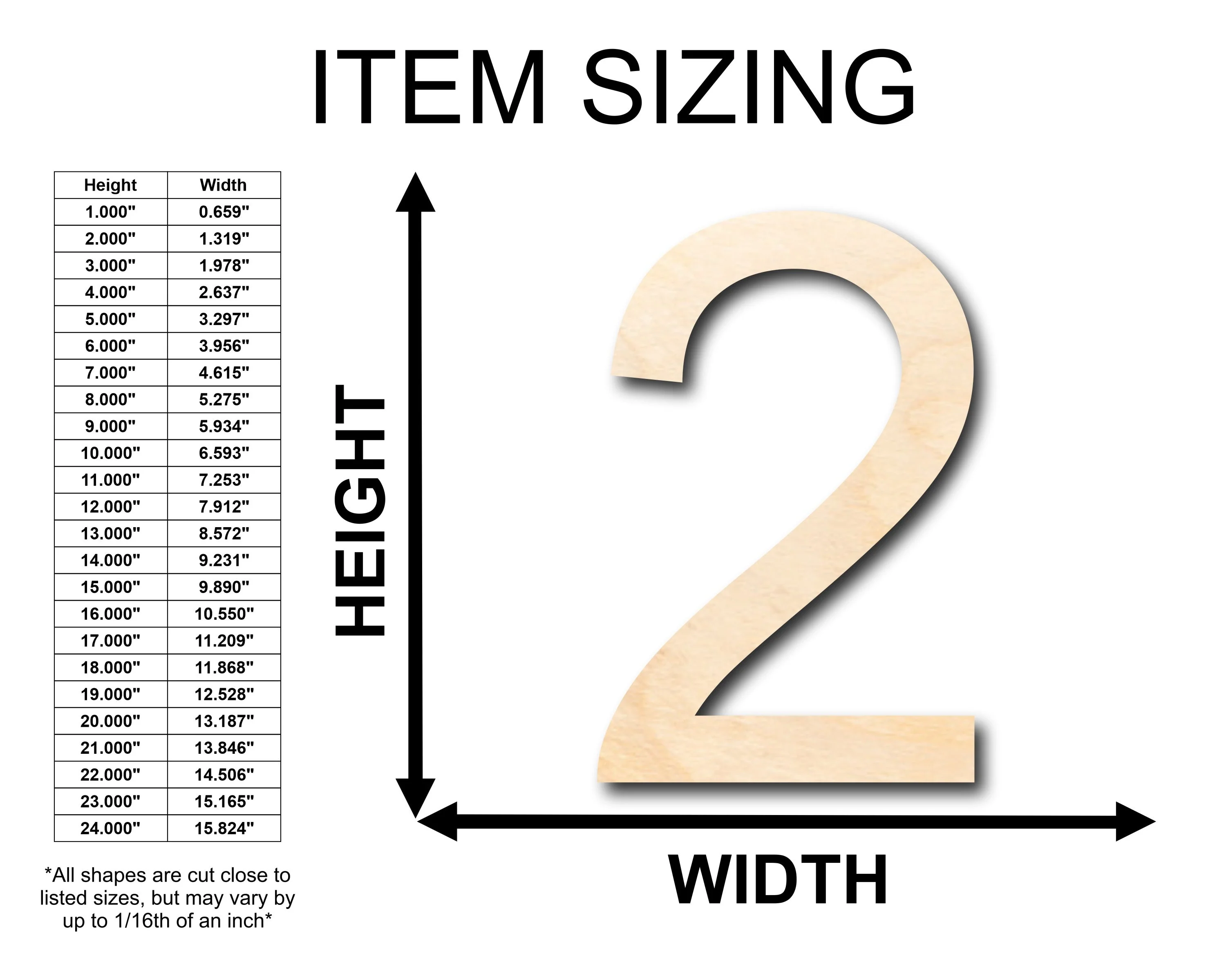 Unfinished Wood Arial Number 2 Shape - Craft - up to 46" DIY - Image 2