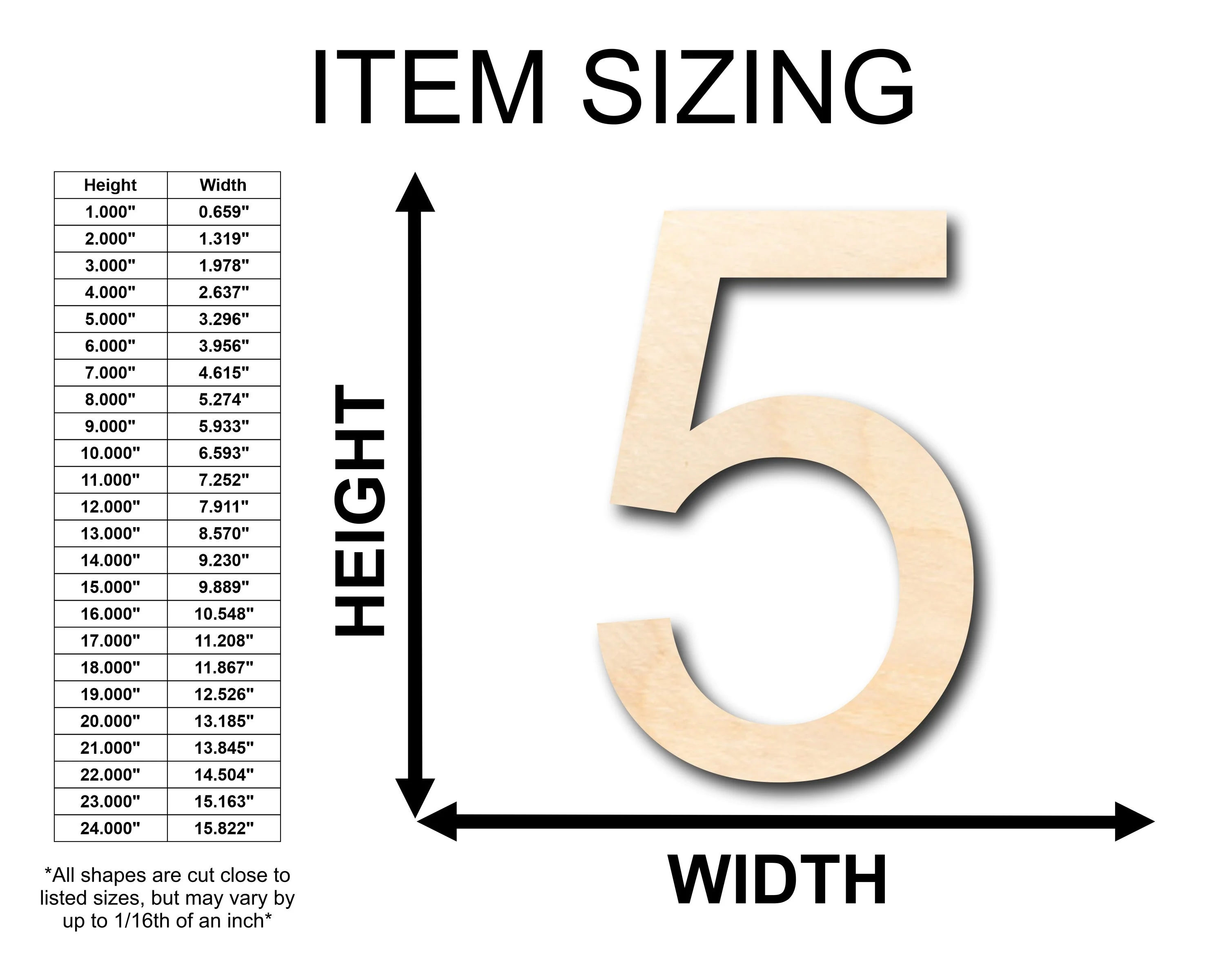 Unfinished Wood Arial Number 5 Shape - Craft - up to 46" DIY - Image 2