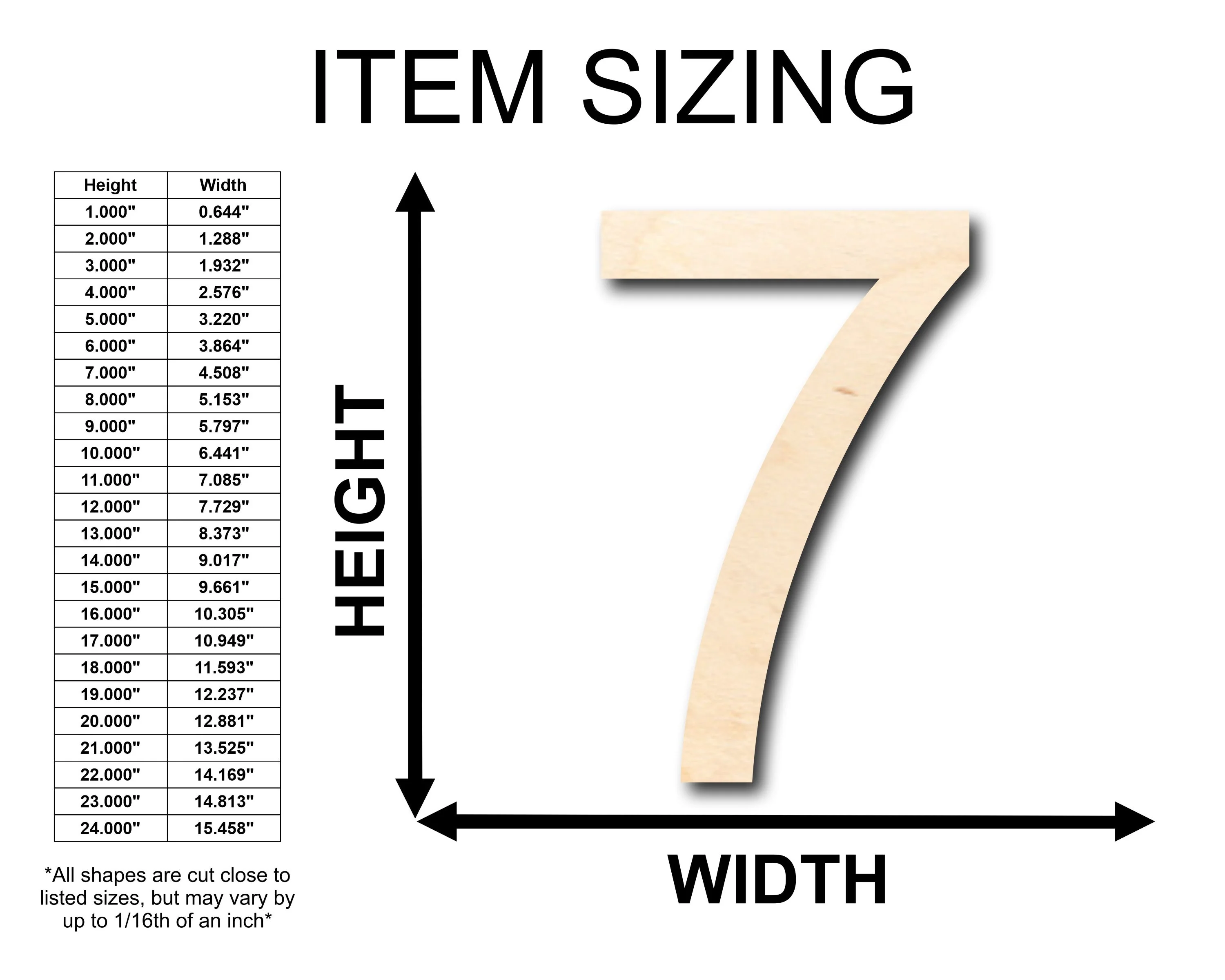 Unfinished Wood Arial Number 7 Shape - Craft - up to 46" DIY - Image 2