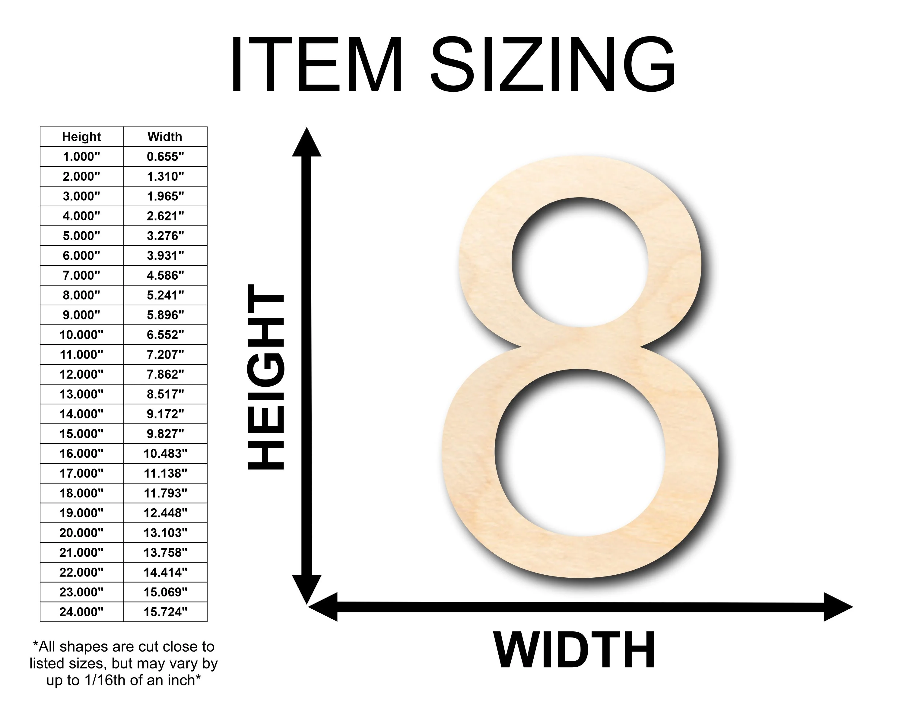 Unfinished Wood Arial Number 8 Shape - Craft - up to 46" DIY - Image 2