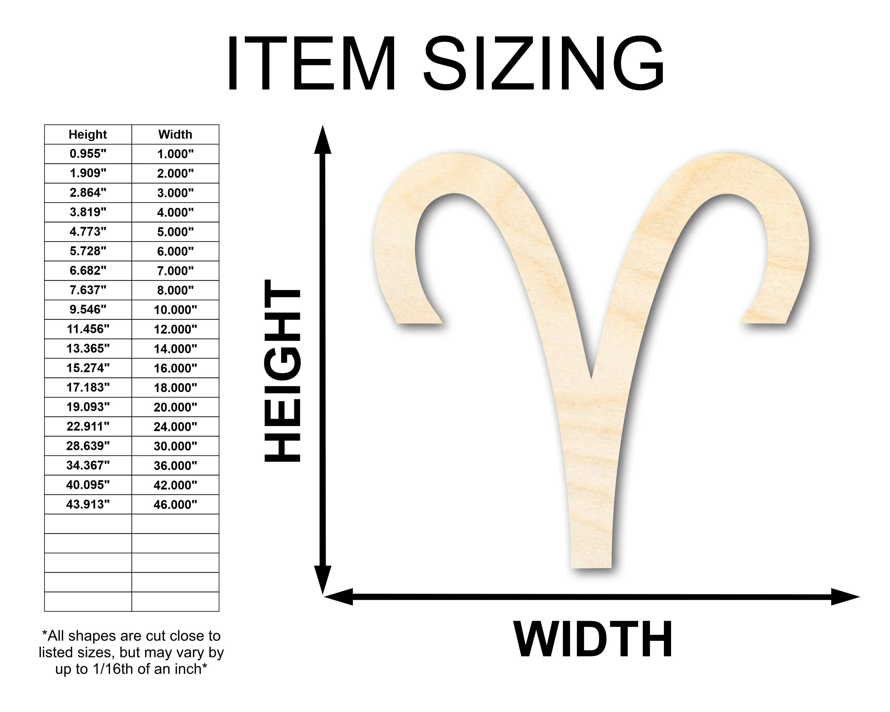 Unfinished Wood Aries Sign Shape - Zodiac Craft - up to 46" - Image 2