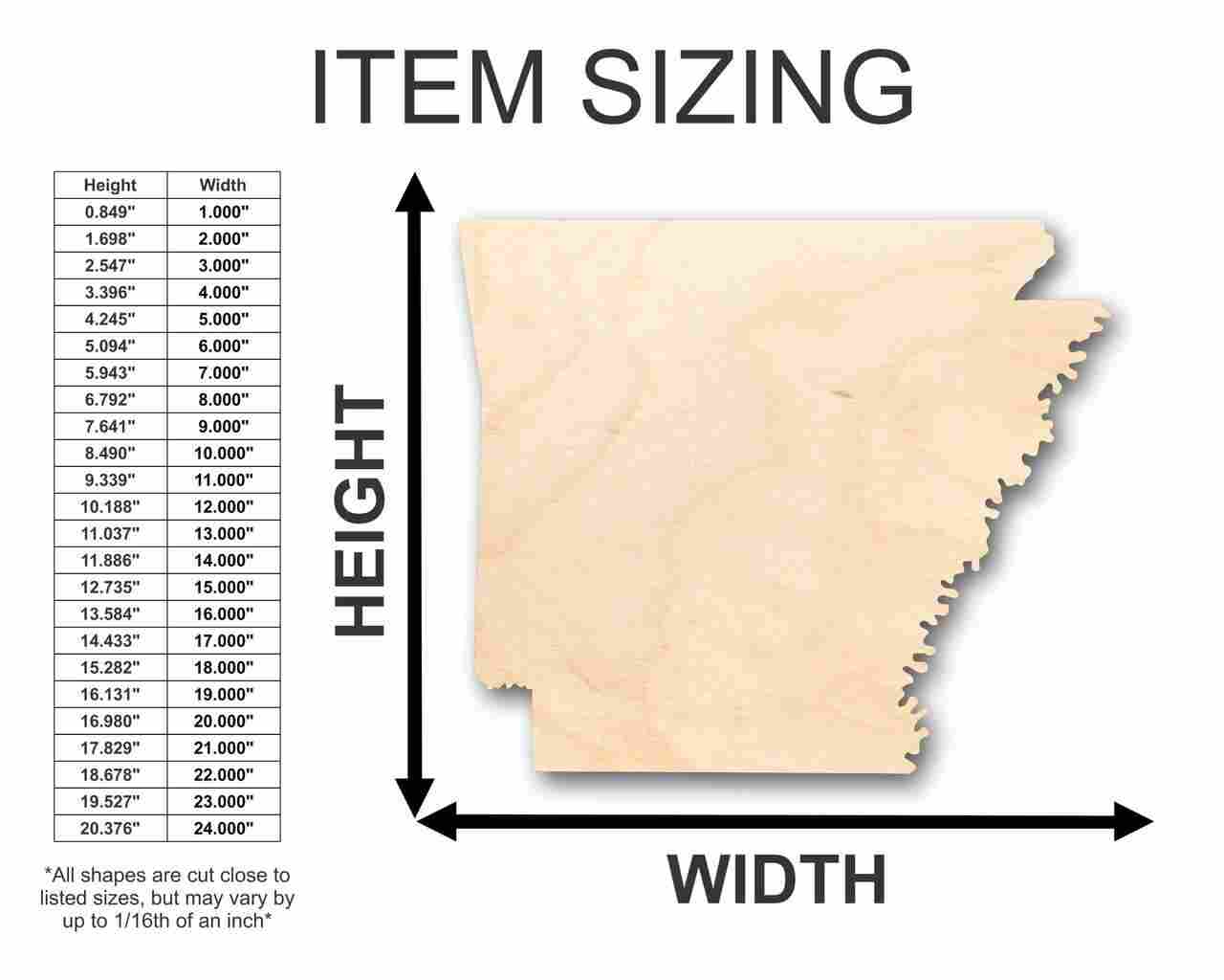 Unfinished Wood Arkansas Shape - State - Craft - up to 46" DIY - Image 2