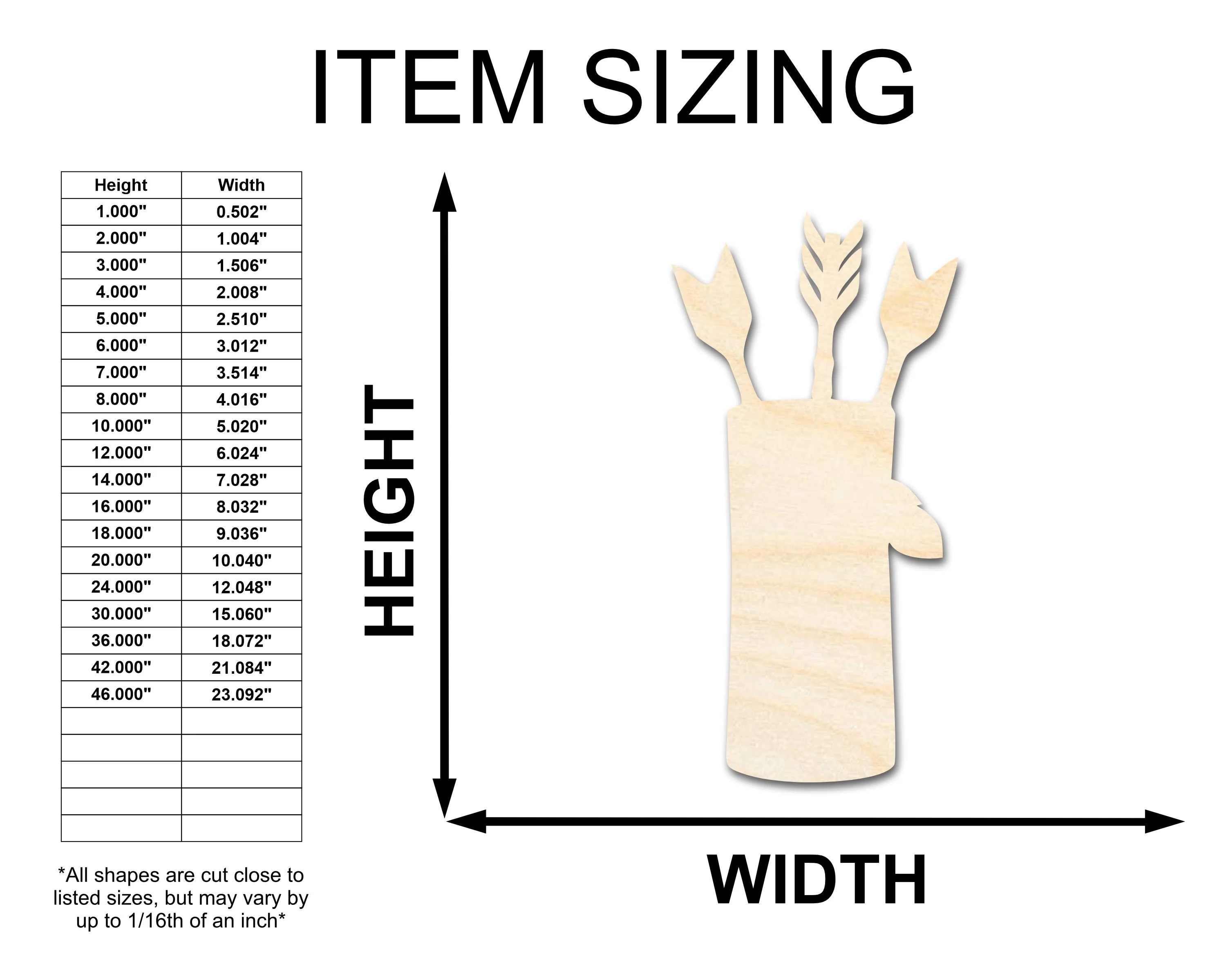 Unfinished Wood Arrow Quiver Shape | Craft Cutout | up to 46" DIY - Image 2