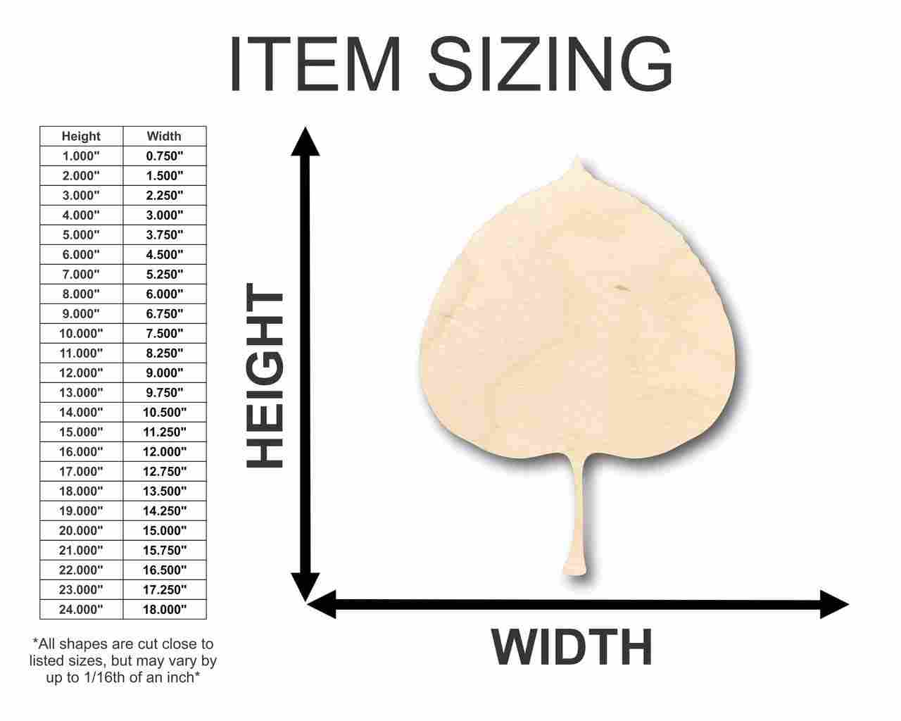 Unfinished Wood Aspen Leaf Shape - Craft - up to 46" DIY - Image 2
