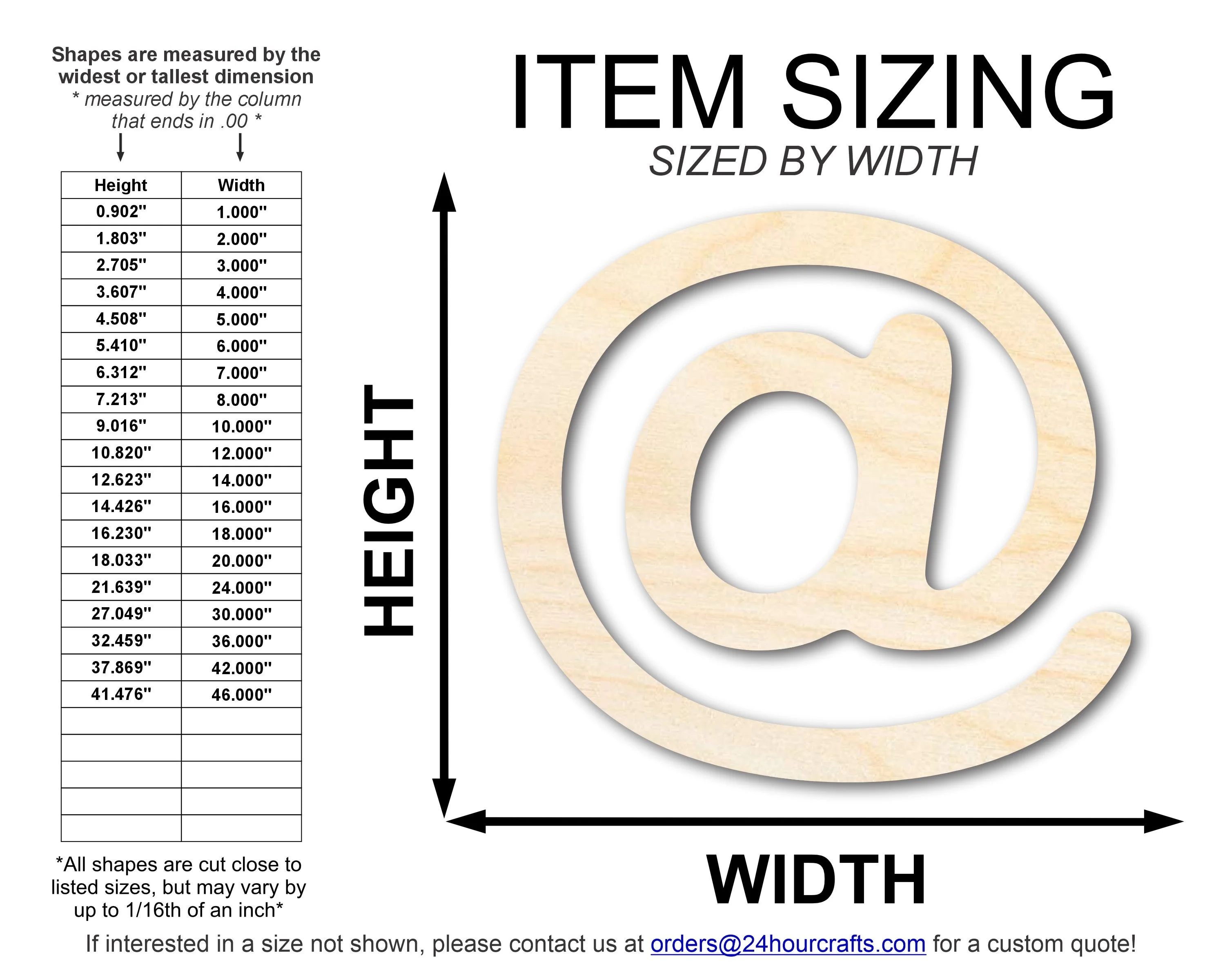 Unfinished Wood @ (At) Symbol | DIY Craft Cutout | Up to 36" - Image 2