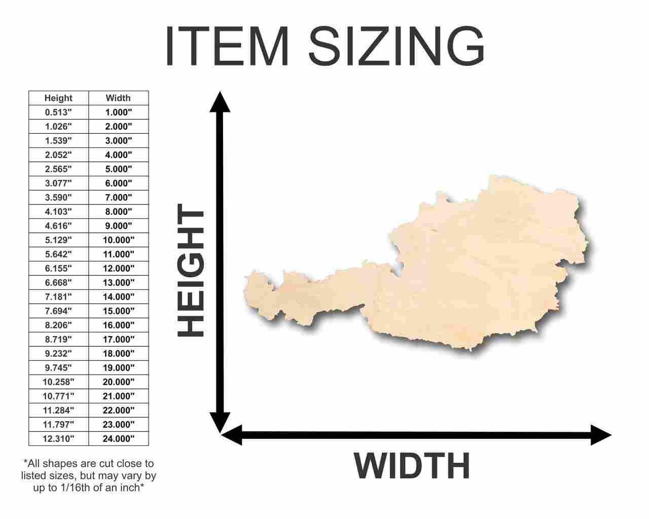 Unfinished Wood Austria Shape - Country - Craft - up to 46" DIY - Image 2