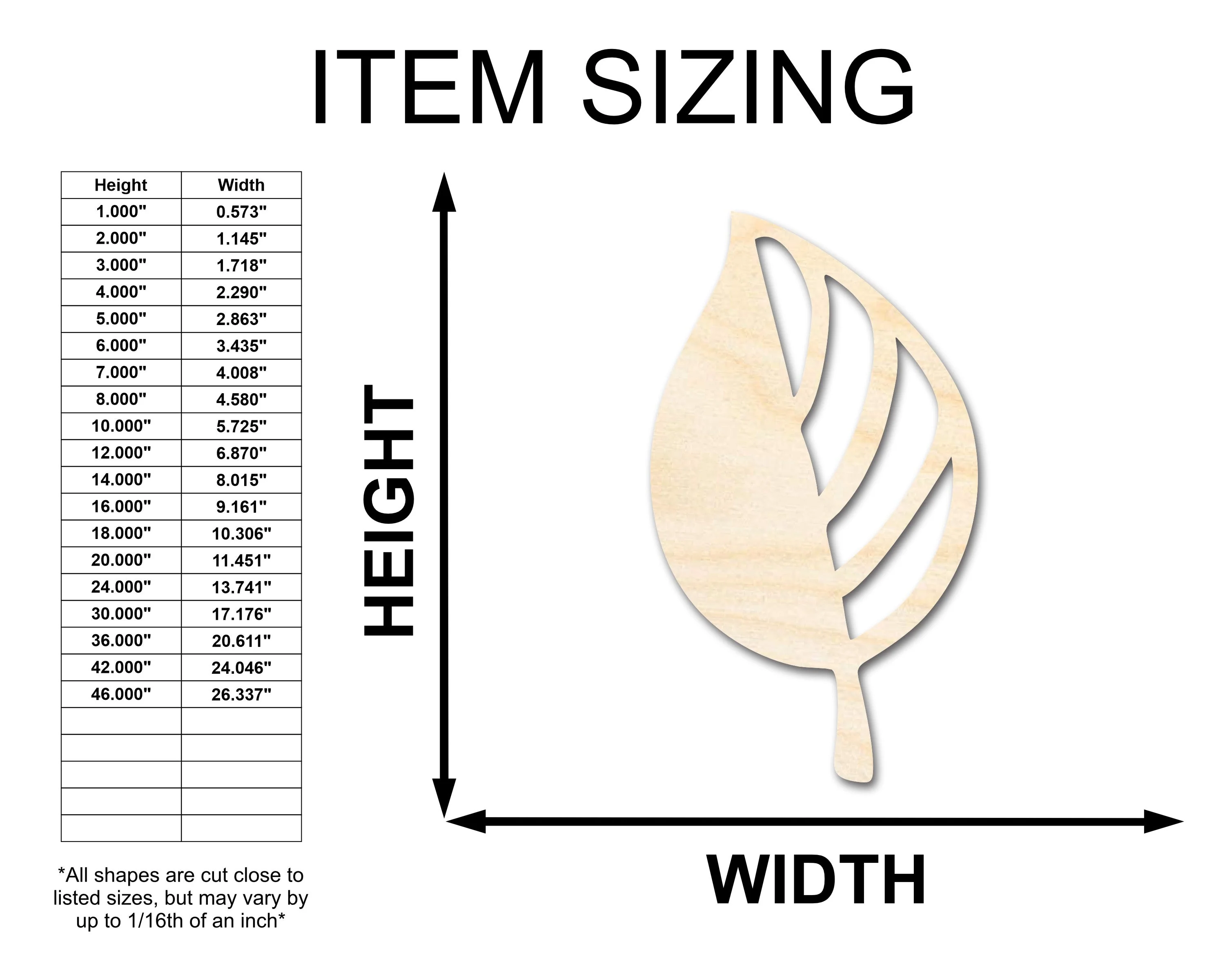 Unfinished Wood Autumn Leaf Shape | Craft Cutout | up to 46" DIY - Image 2