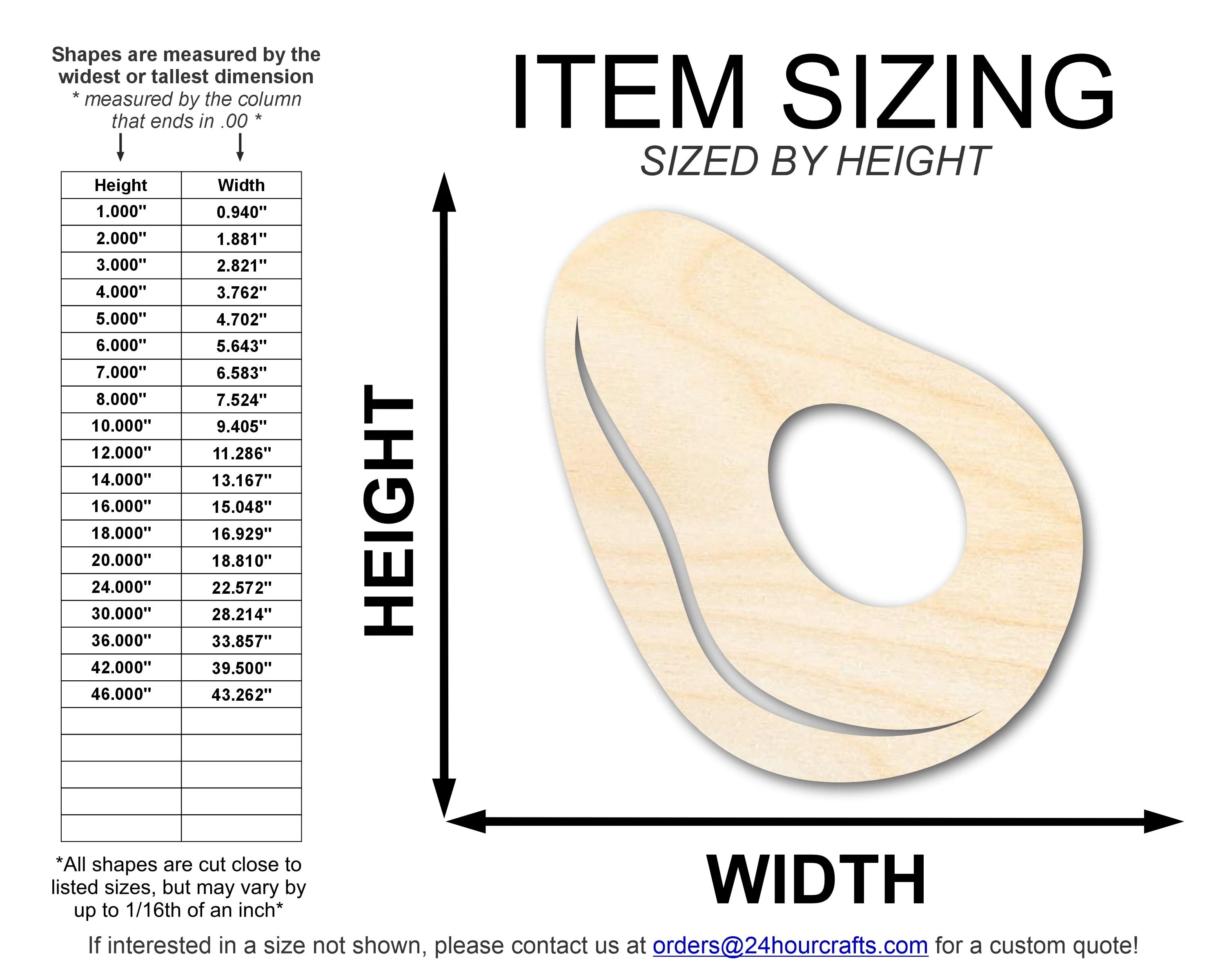 Unfinished Wood Avocado Shape | DIY Craft Cutout | up to 46" DIY - Image 2
