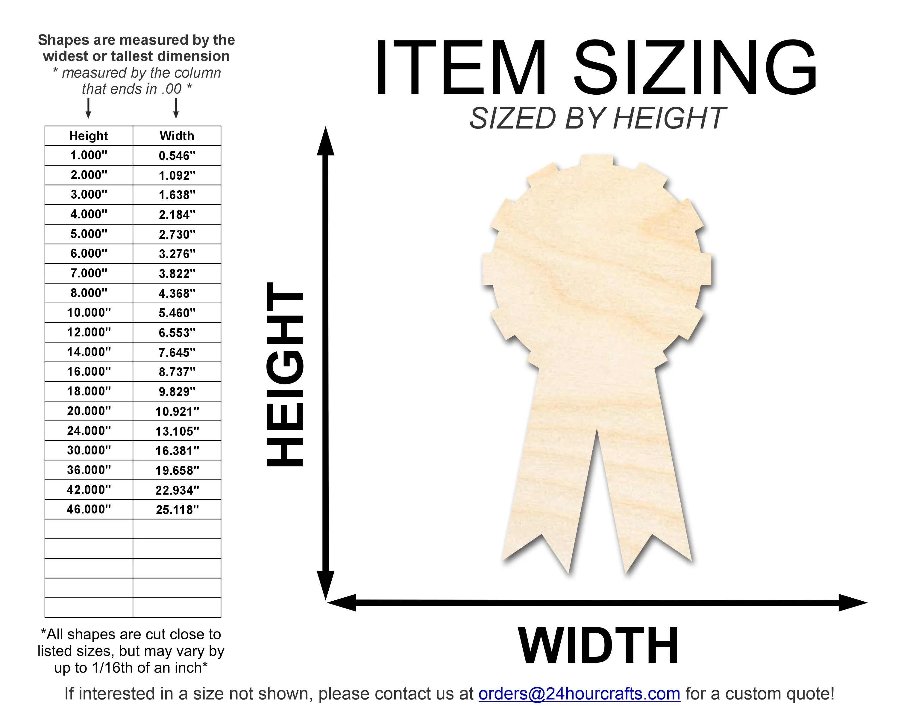 Unfinished Wood Award Ribbon Shape | DIY Craft Cutout | Up to 36" - Image 2