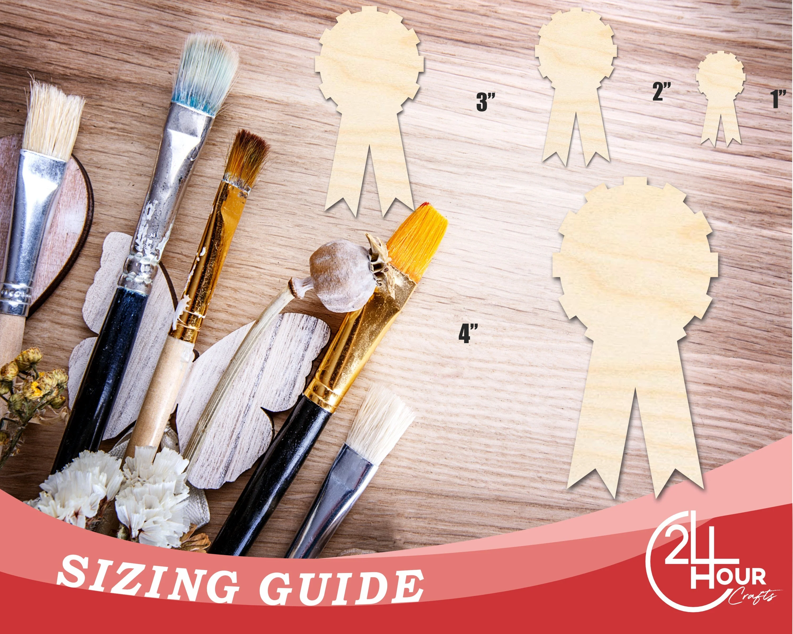 Unfinished Wood Award Ribbon Shape | DIY Craft Cutout | Up to 36" - Image 3