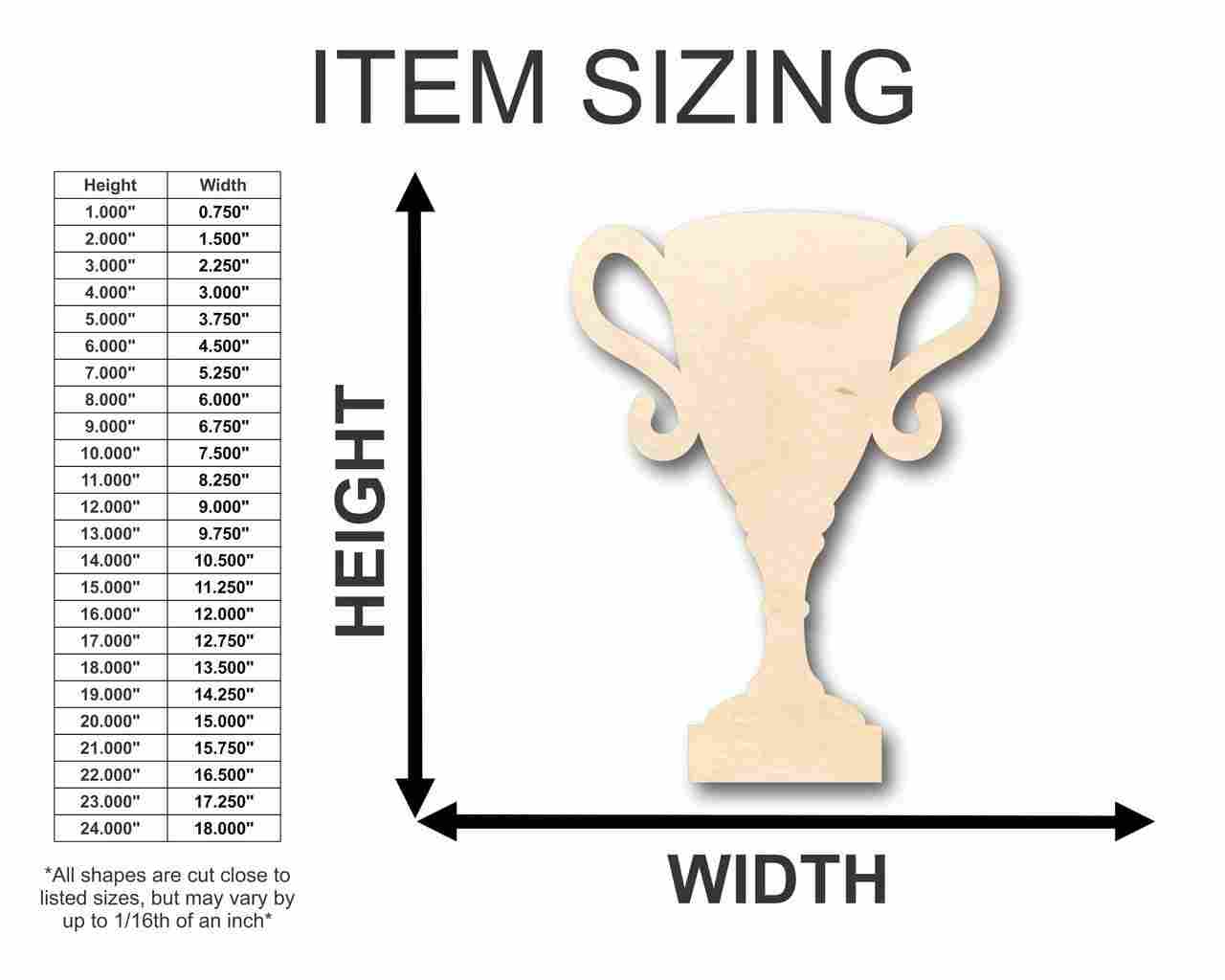 Unfinished Wood Award Trophy Shape - Sports - Craft - up to 46" DIY - Image 2