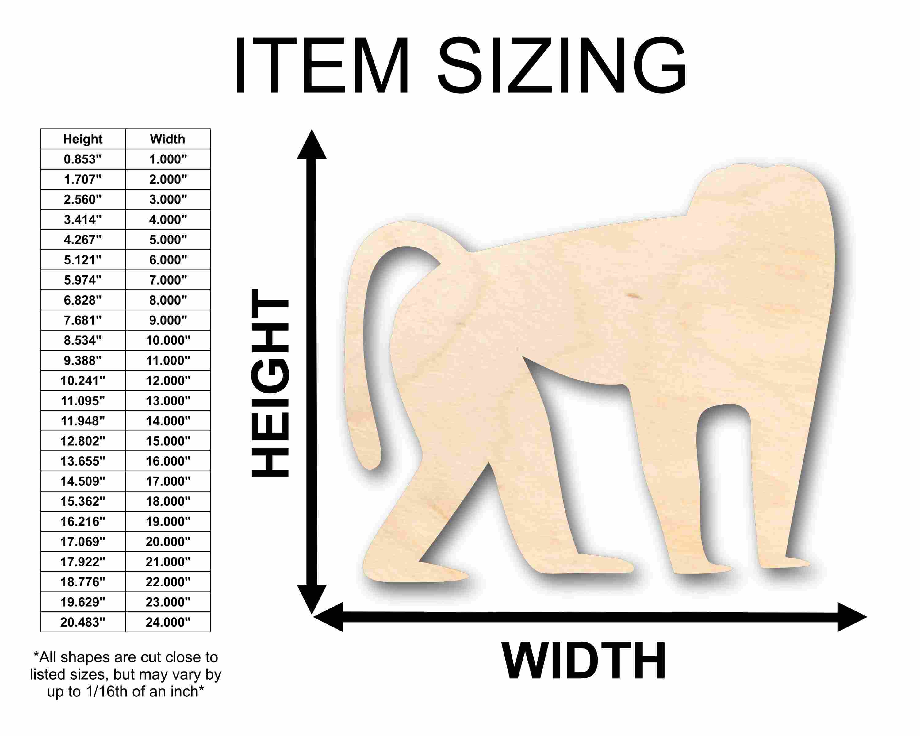 Unfinished Wood Baboon Silhouette - Craft- up to 46" DIY - Image 2