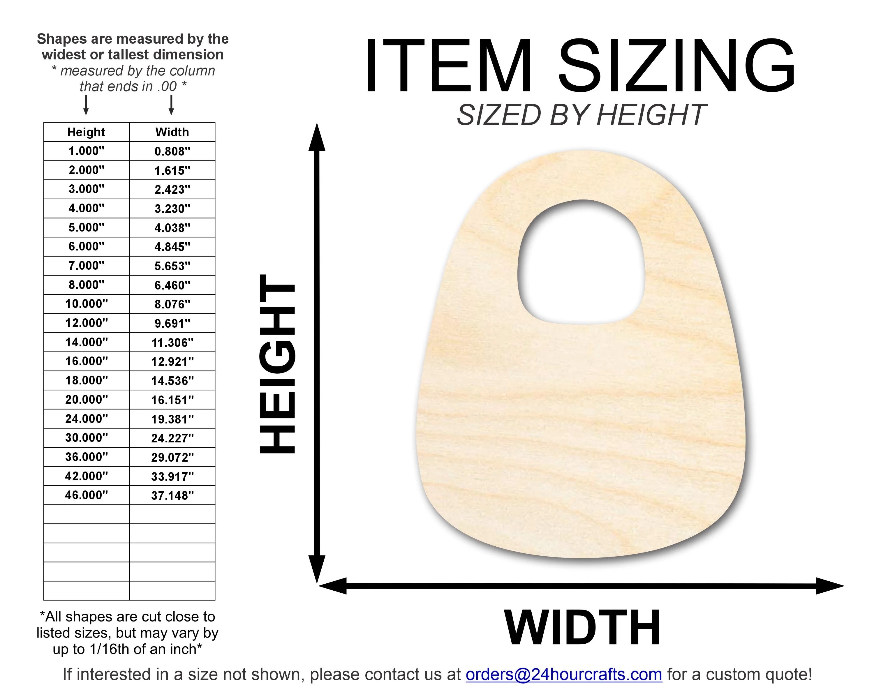 Unfinished Wood Baby Bib Shape | DIY Craft Cutout | up to 46" DIY - Image 2
