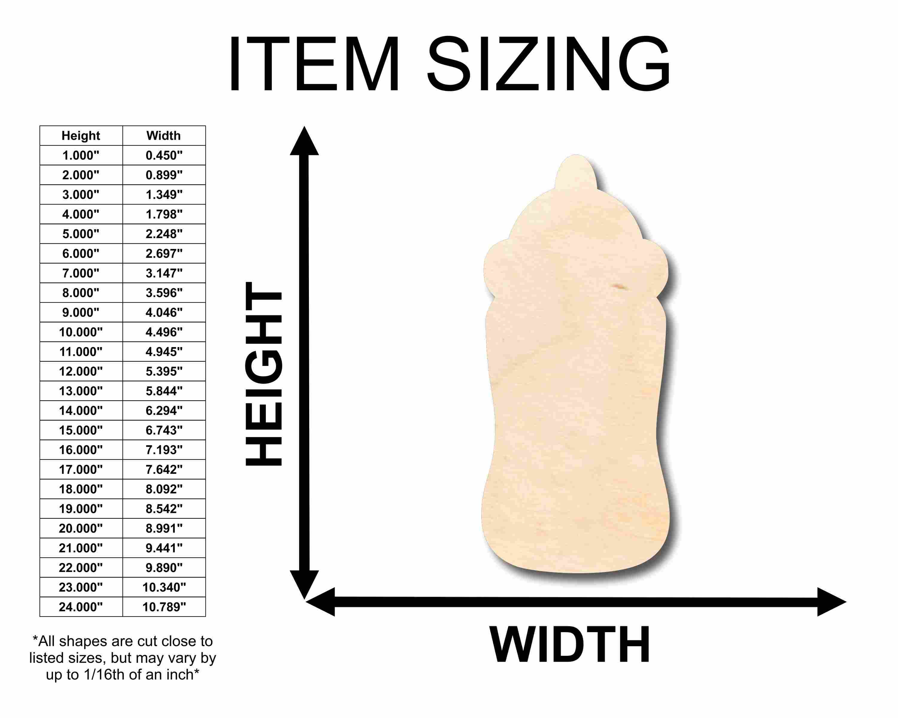 Unfinished Wood Baby Bottle Silhouette - Craft- up to 46" DIY - Image 2