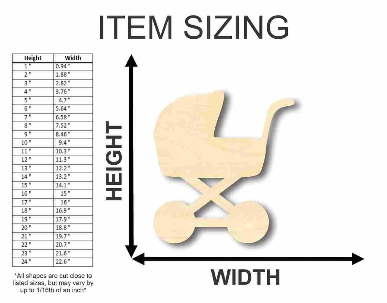 Unfinished Wood Baby Carriage Shape - Nursery Decor - Craft- up to 46" DIY - Image 2