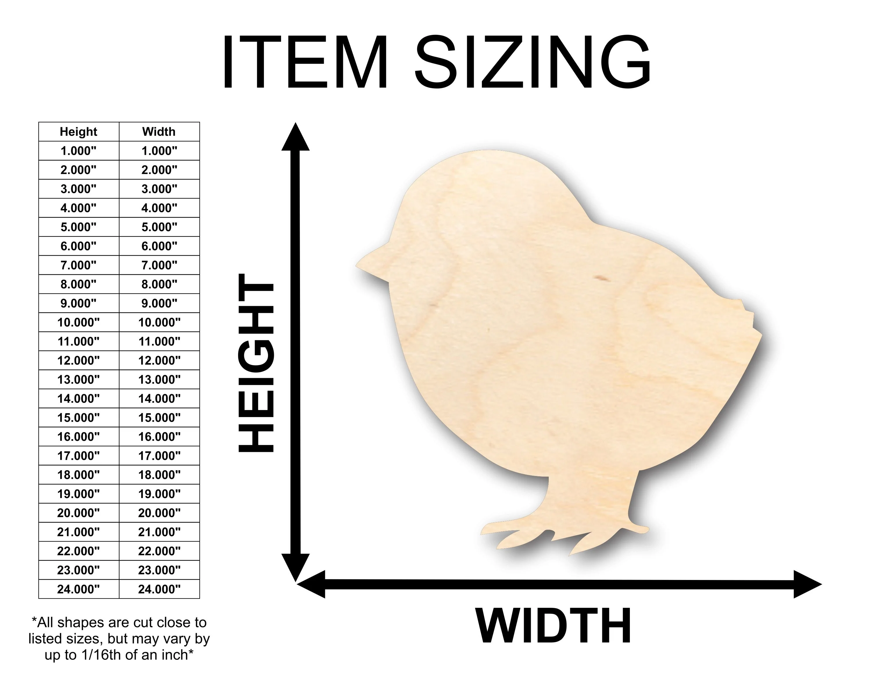 Unfinished Wood Baby Chick Shape - Craft - up to 46" DIY - Image 2