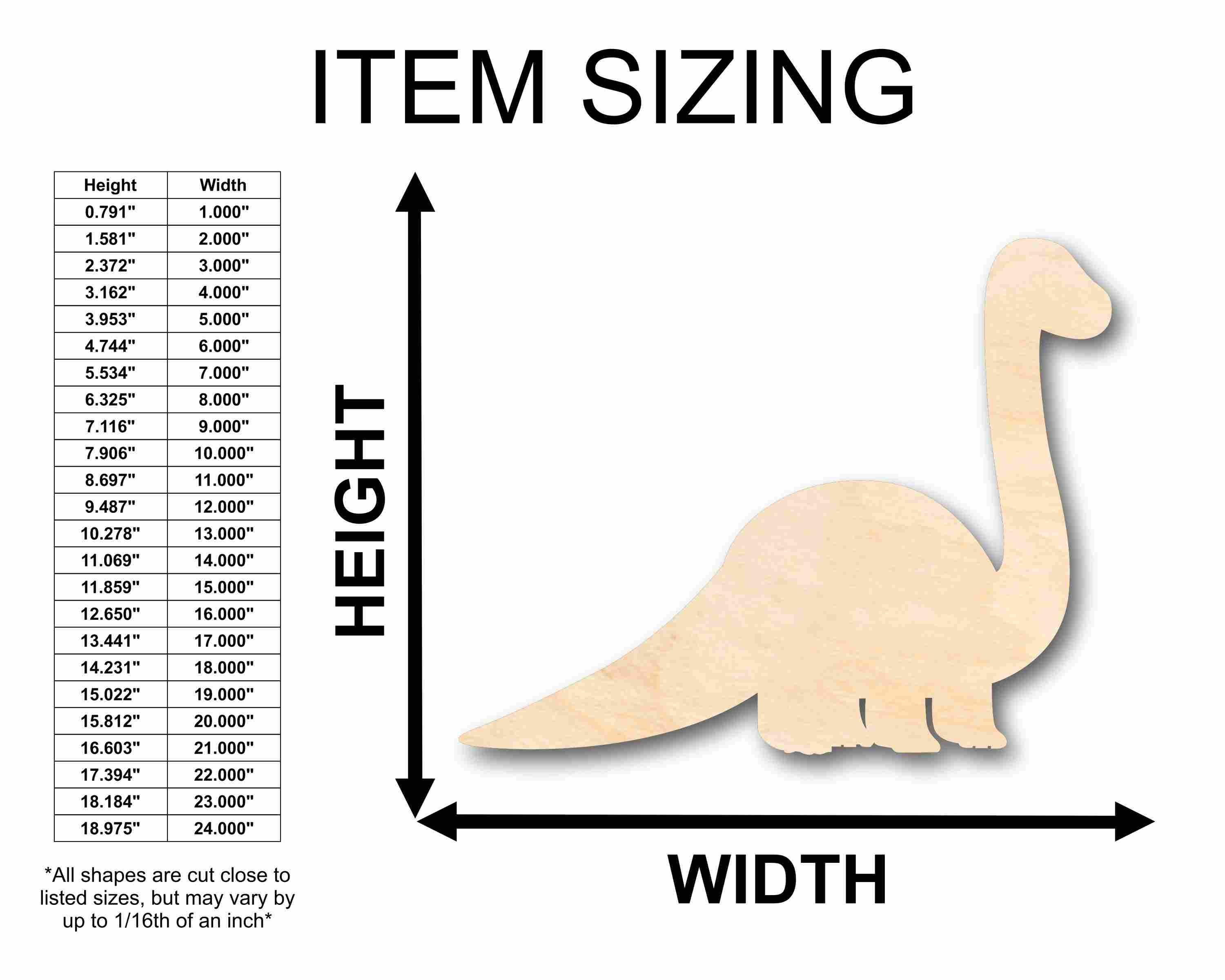 Unfinished Wood Baby Dinosaur Brontosaurus Silhouette - Craft- up to 46" DIY - Image 2