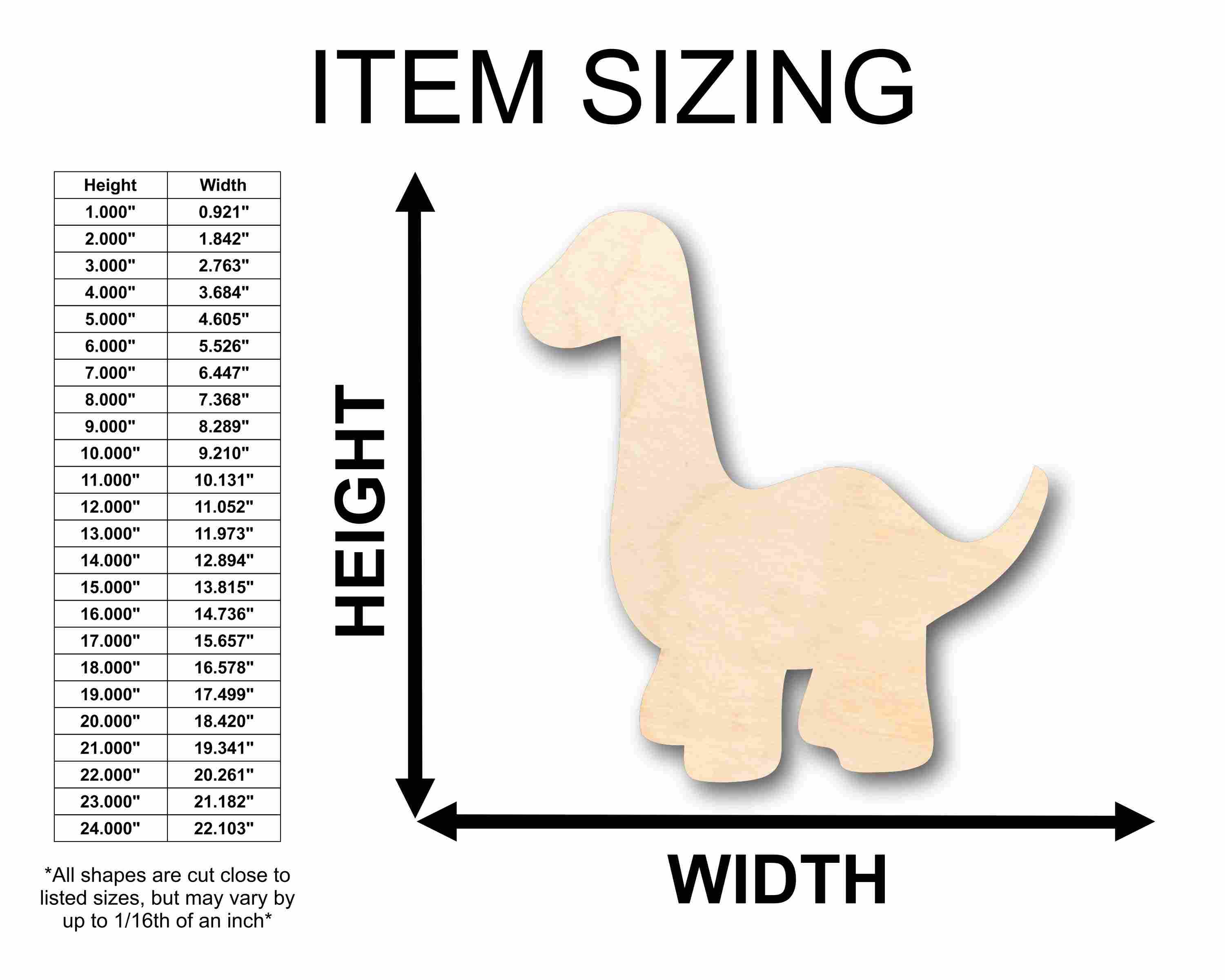 Unfinished Wood Baby Dinosaur Brontosaurus Silhouette - Craft- up to 46" DIY - Image 2