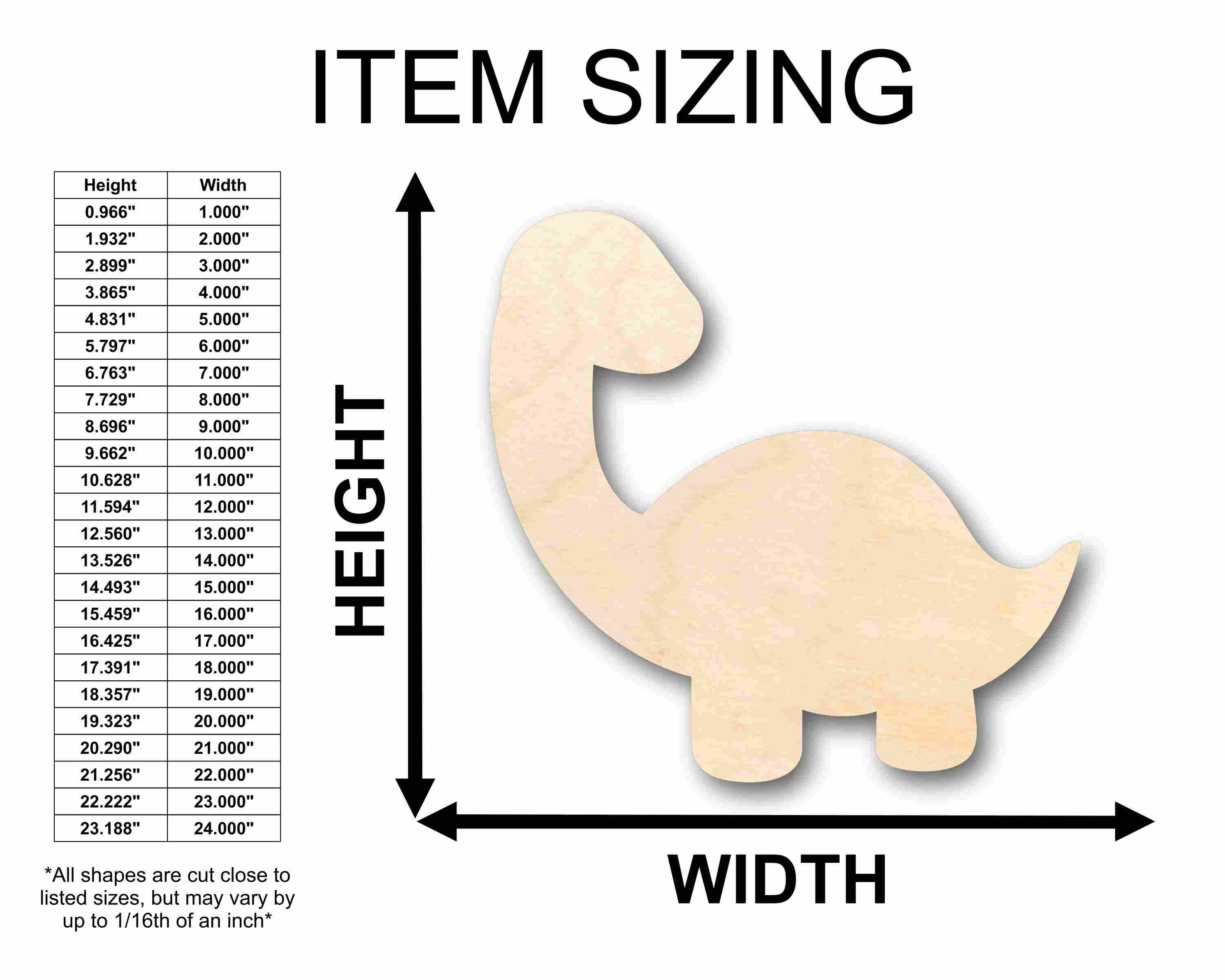 Unfinished Wood Baby Dinosaur Brontosaurus Silhouette - Craft- up to 46" DIY - Image 2