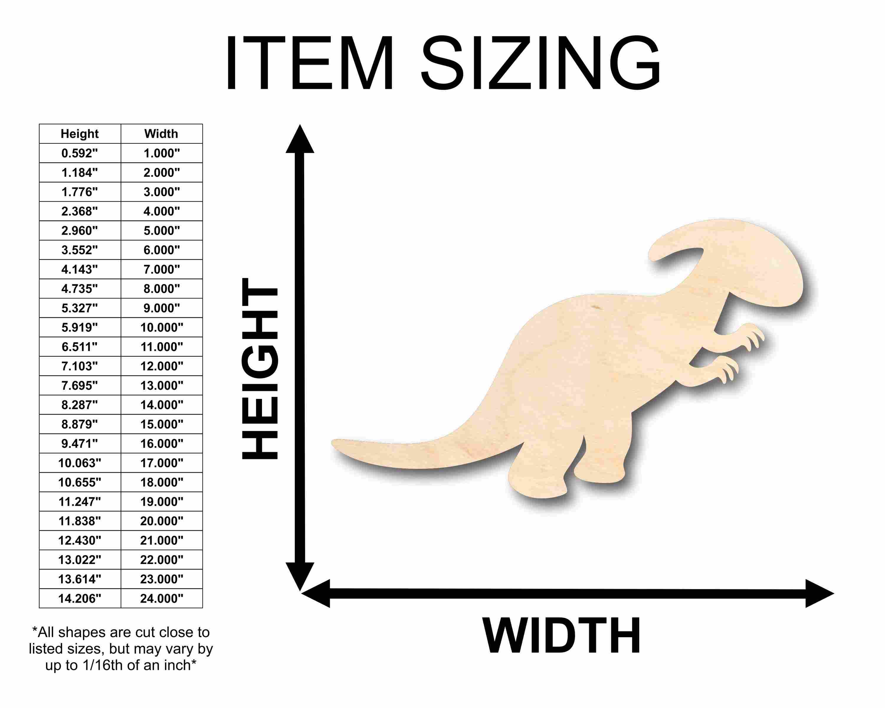 Unfinished Wood Baby Dinosaur Parasaurolophus Silhouette - Craft- up to 46" DIY - Image 2