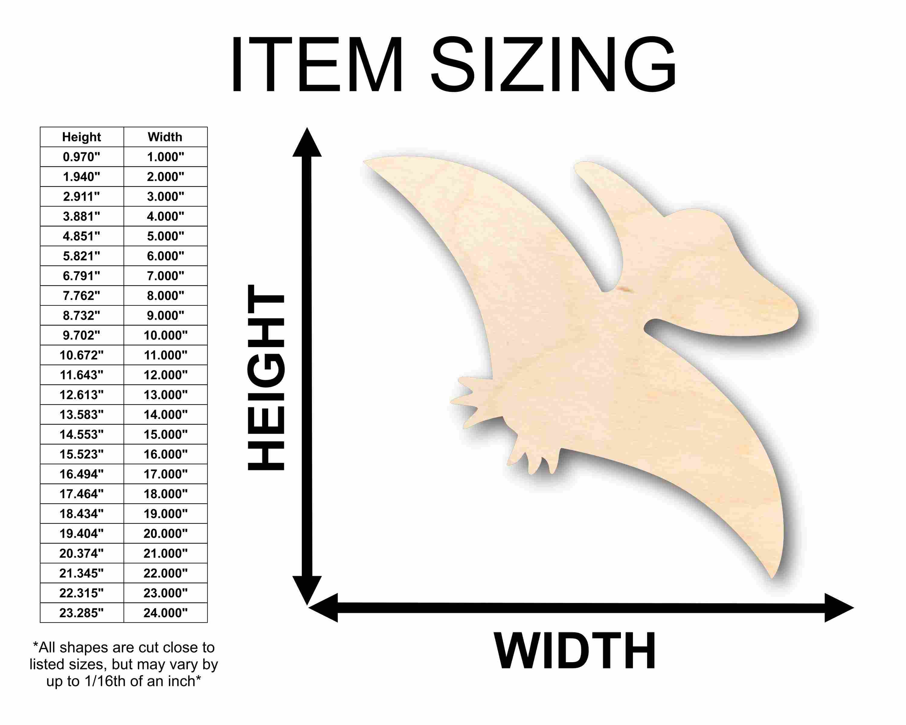Unfinished Wood Baby Dinosaur Pterodactyl Silhouette - Craft- up to 46" DIY - Image 2