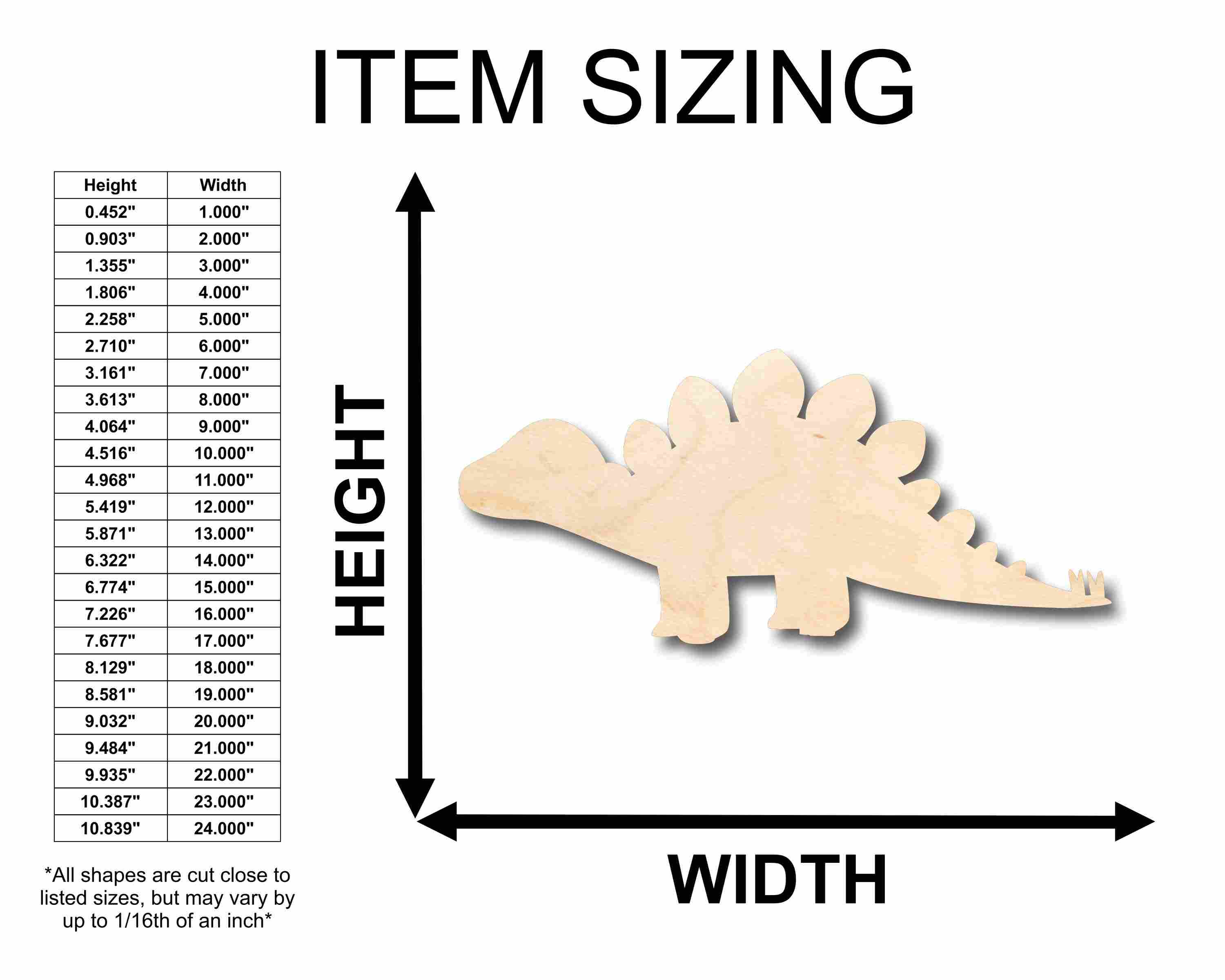 Unfinished Wood Baby Dinosaur Stegosaurus Silhouette - Craft- up to 46" DIY - Image 2