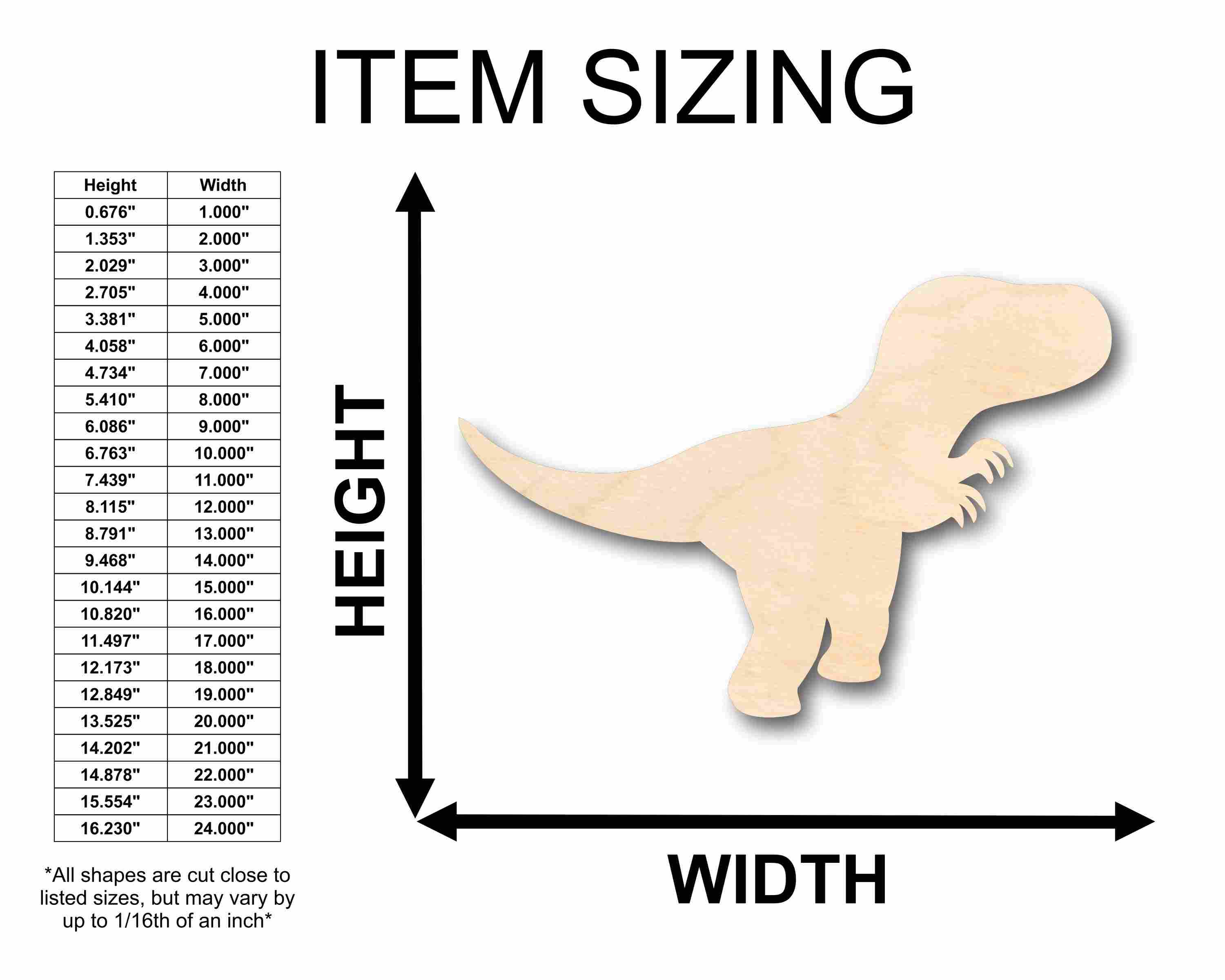 Unfinished Wood Baby Dinosaur T Rex Silhouette - Craft- up to 46" DIY - Image 2