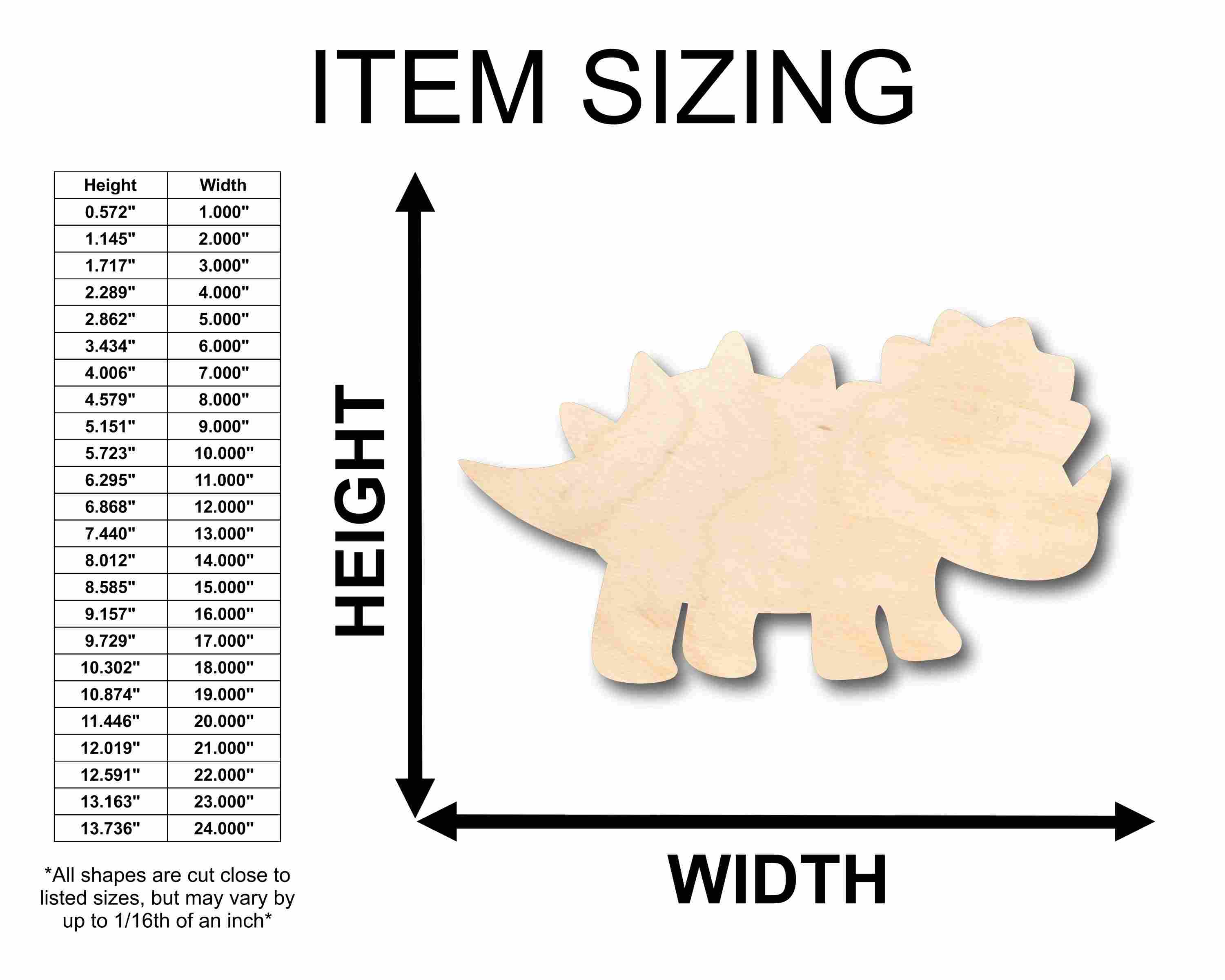 Unfinished Wood Baby Dinosaur Triceratop Silhouette - Craft- up to 46" DIY - Image 2