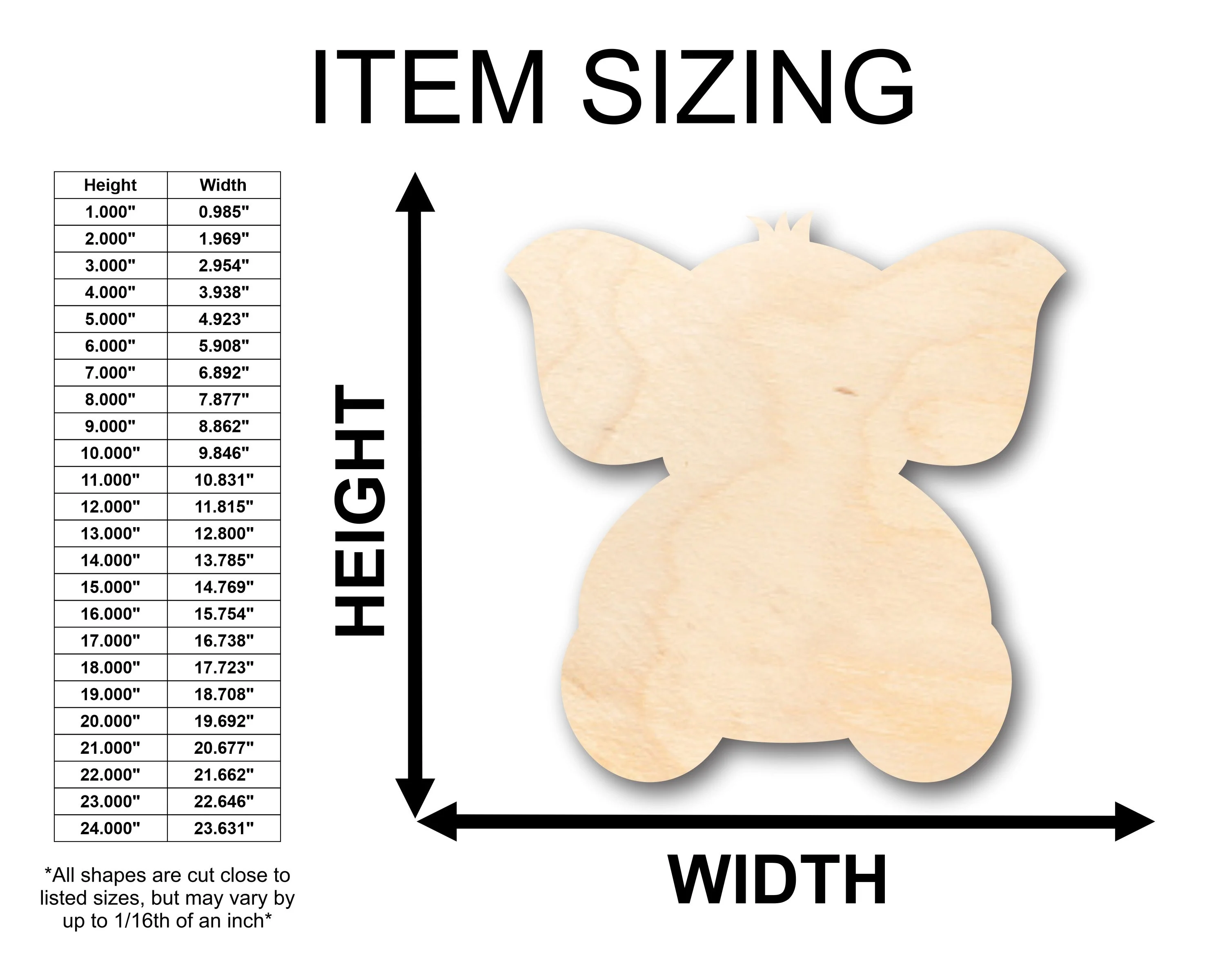Unfinished Wood Baby Elephant Shape - Craft - up to 46" DIY - Image 2