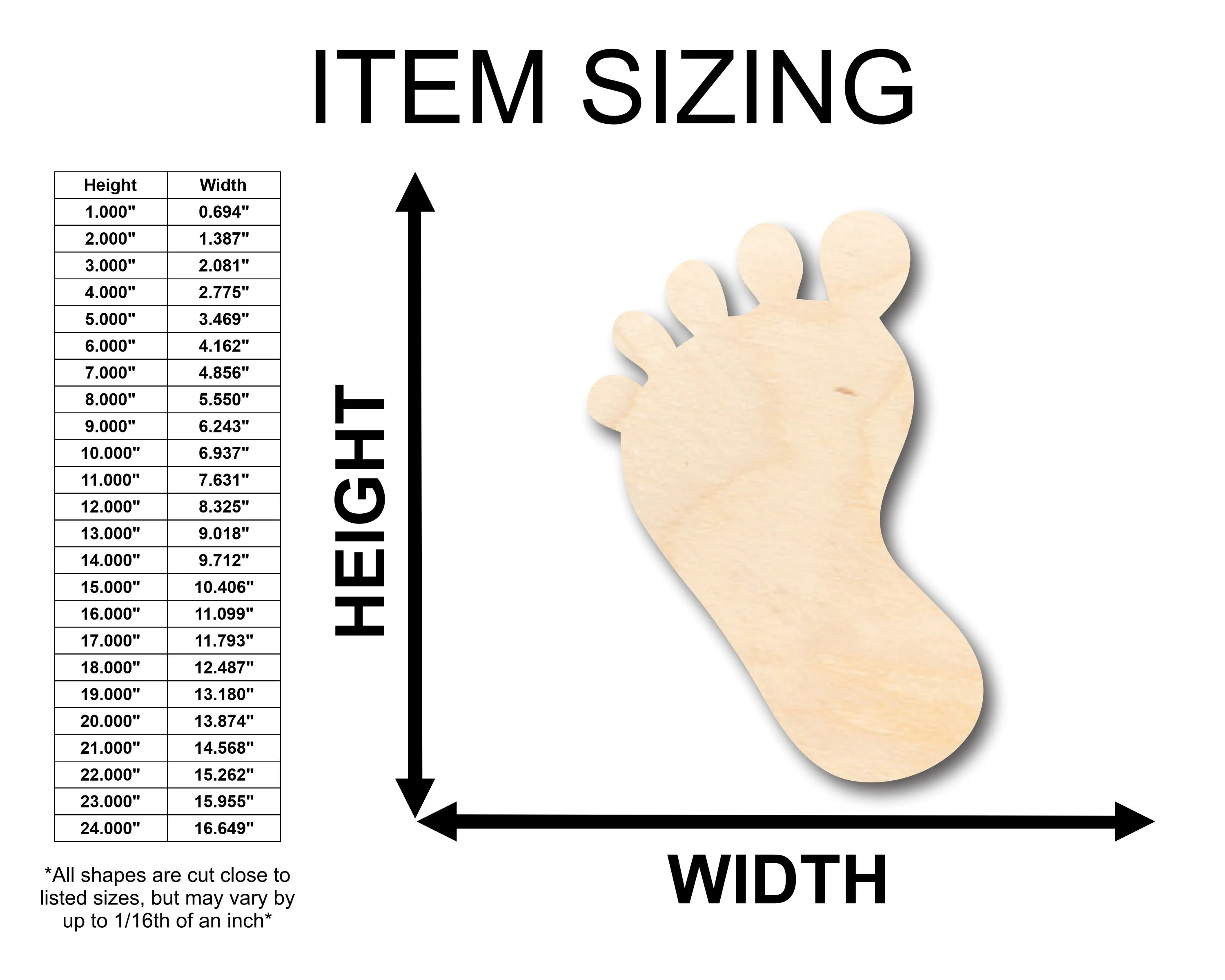Unfinished Wood Baby Foot Shape - Craft - up to 46" DIY - Image 2