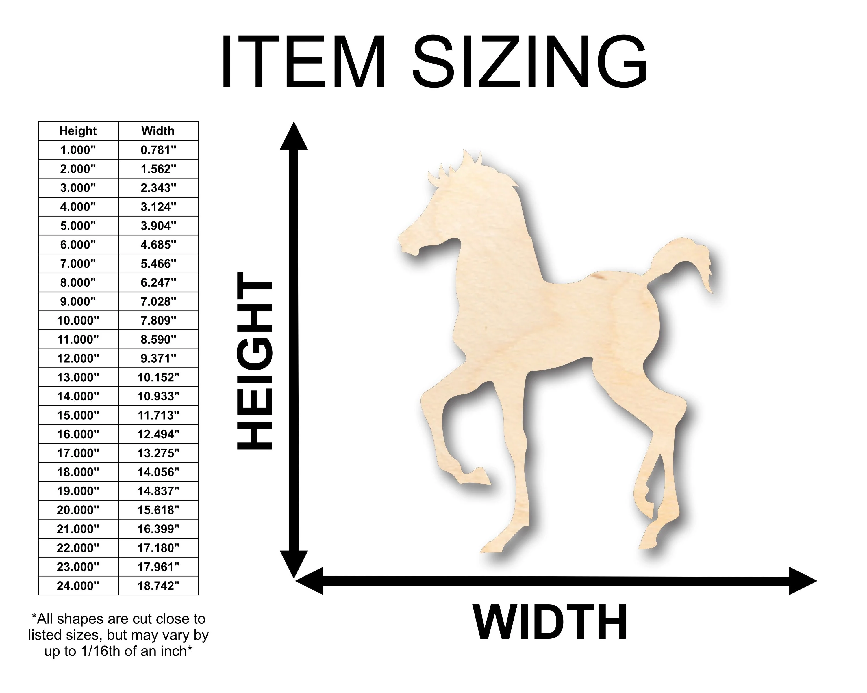 Unfinished Wood Baby Horse Colt Shape - Craft - up to 46" DIY - Image 2