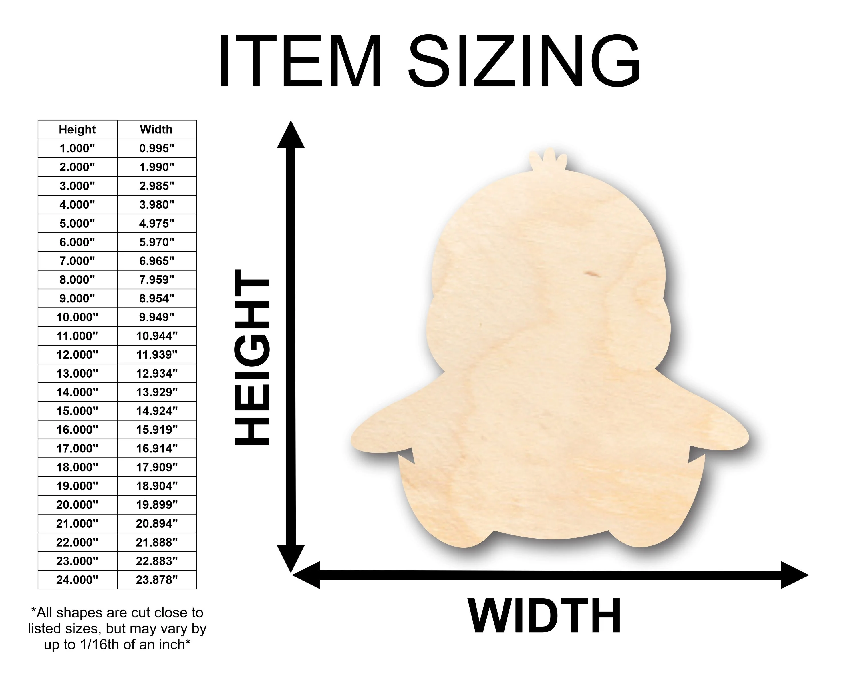 Unfinished Wood Baby Penguin Shape - Craft - up to 46" DIY - Image 2