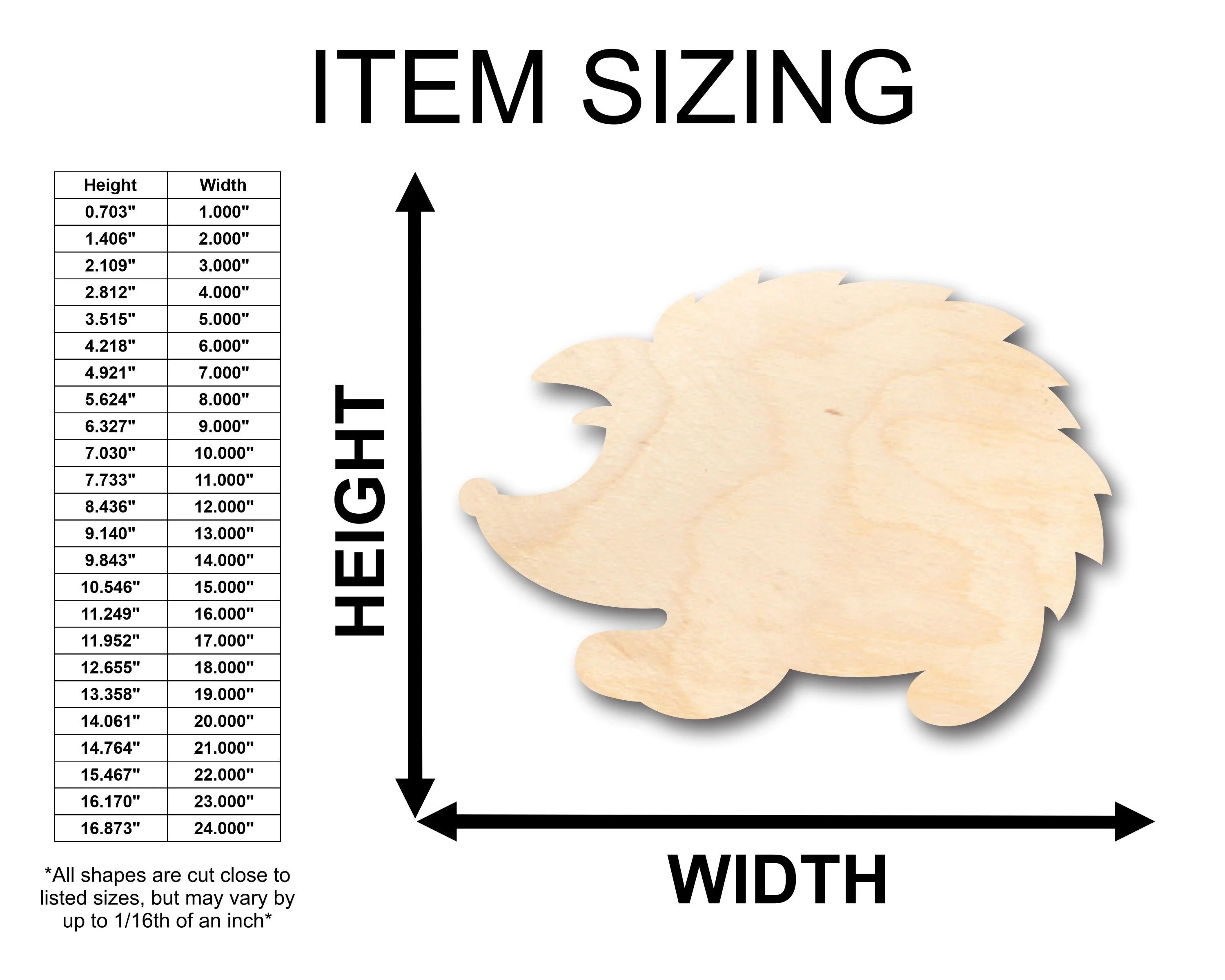 Unfinished Wood Baby Porcupine Shape - Craft - up to 46" DIY - Image 2