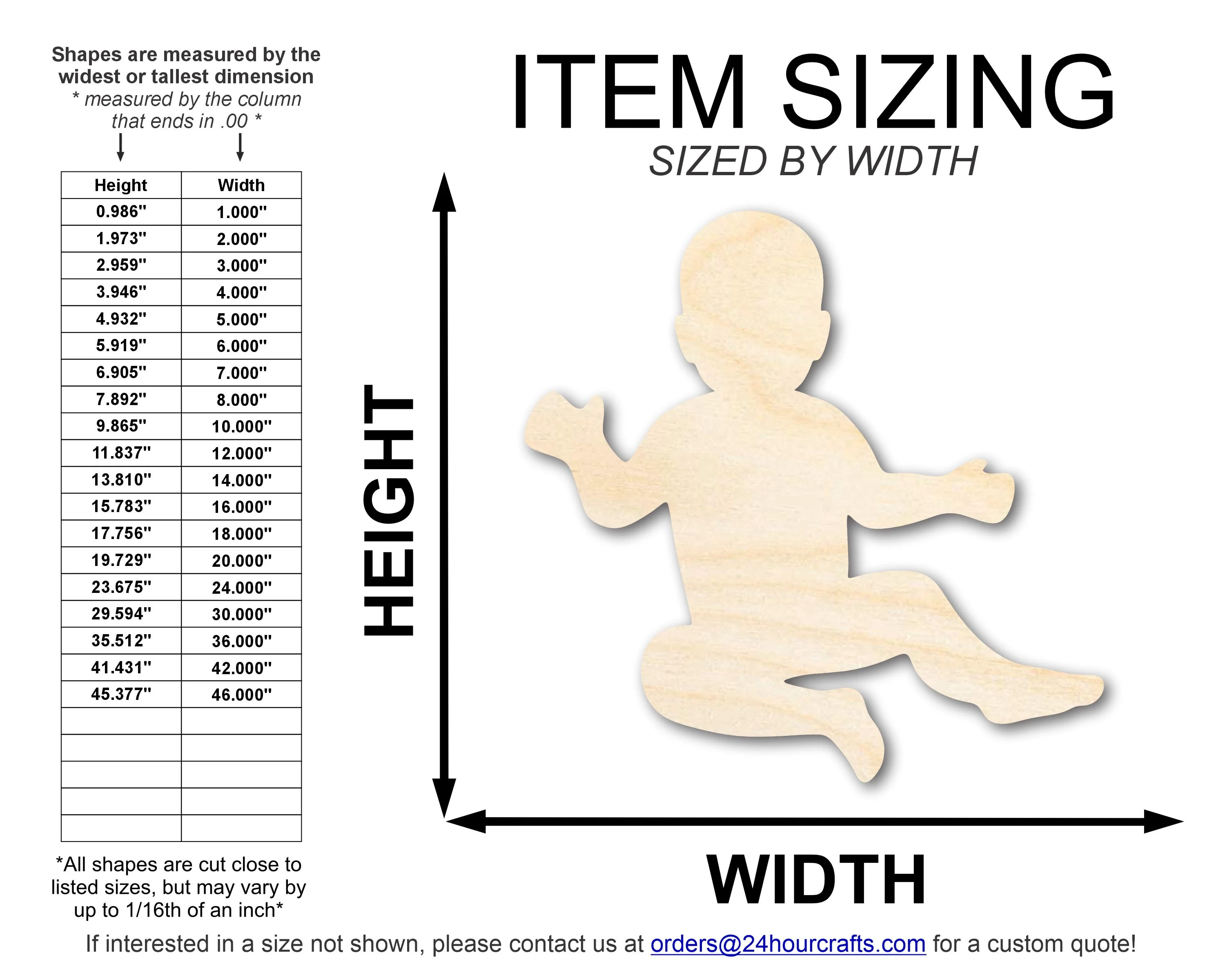 Unfinished Wood Baby Shape | DIY Baby Shower Craft Cutout | Up to 36" - Image 2