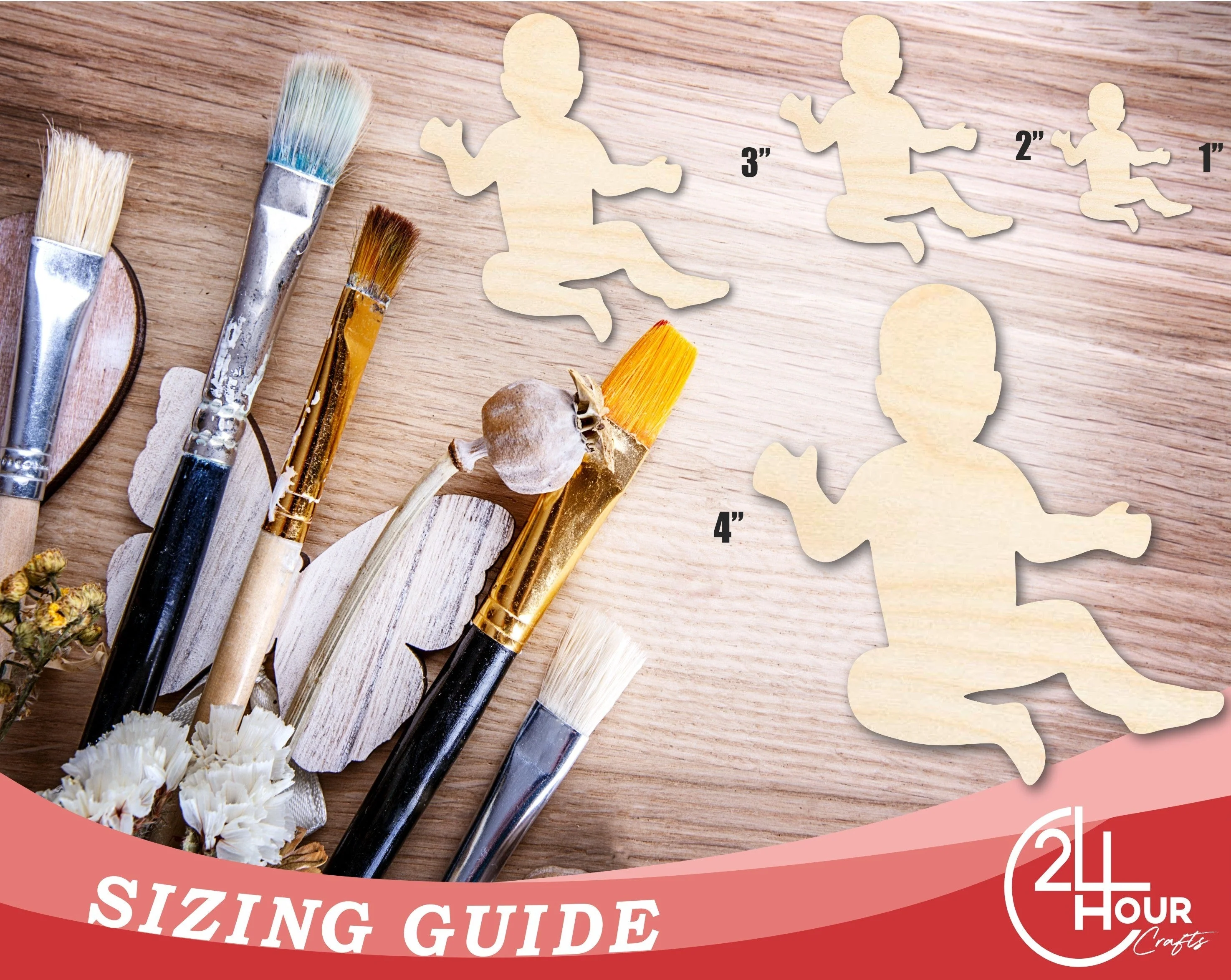 Unfinished Wood Baby Shape | DIY Baby Shower Craft Cutout | Up to 36" - Image 3