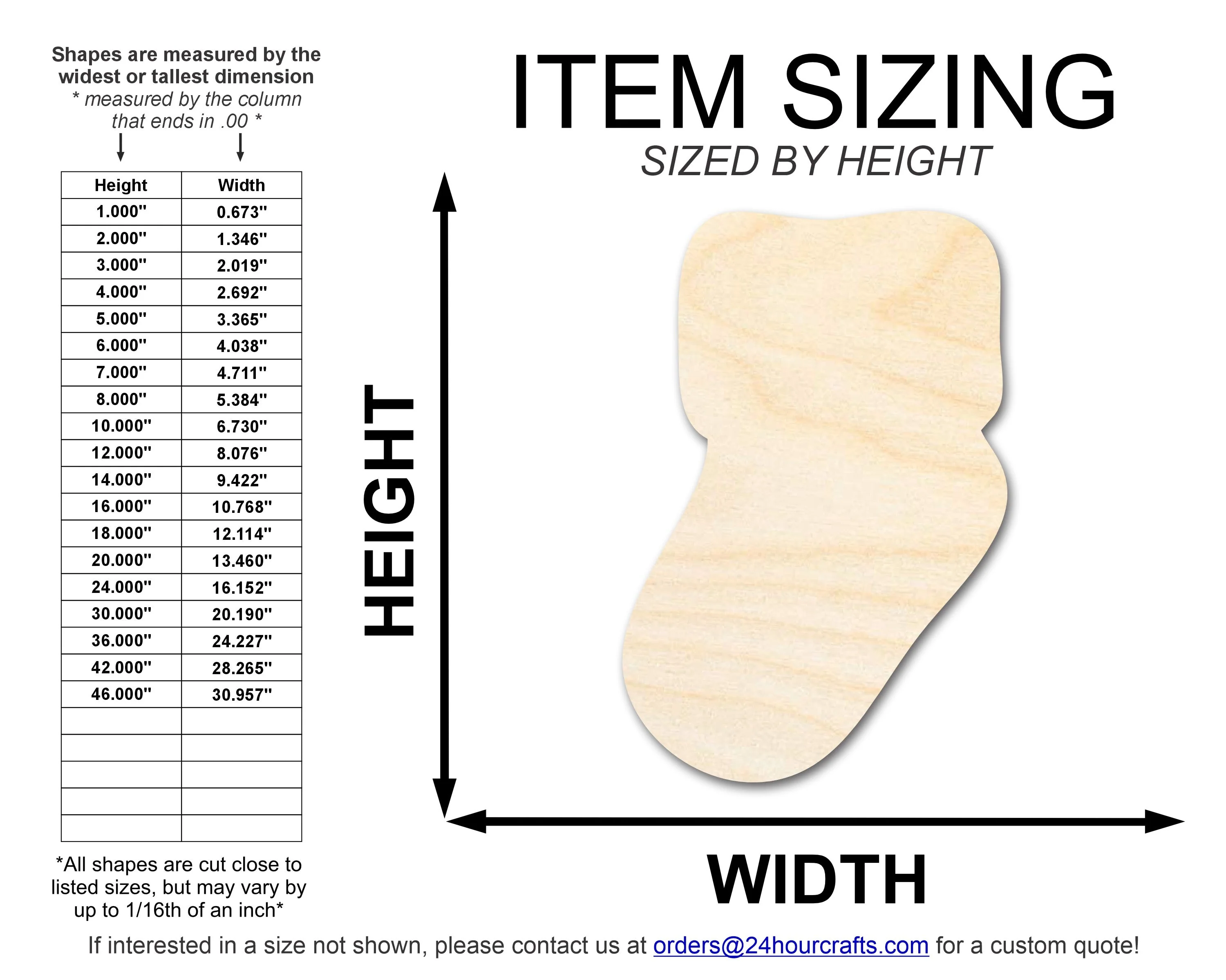 Unfinished Wood Baby Sock Shape | DIY Craft Cutout | up to 46" DIY - Image 2