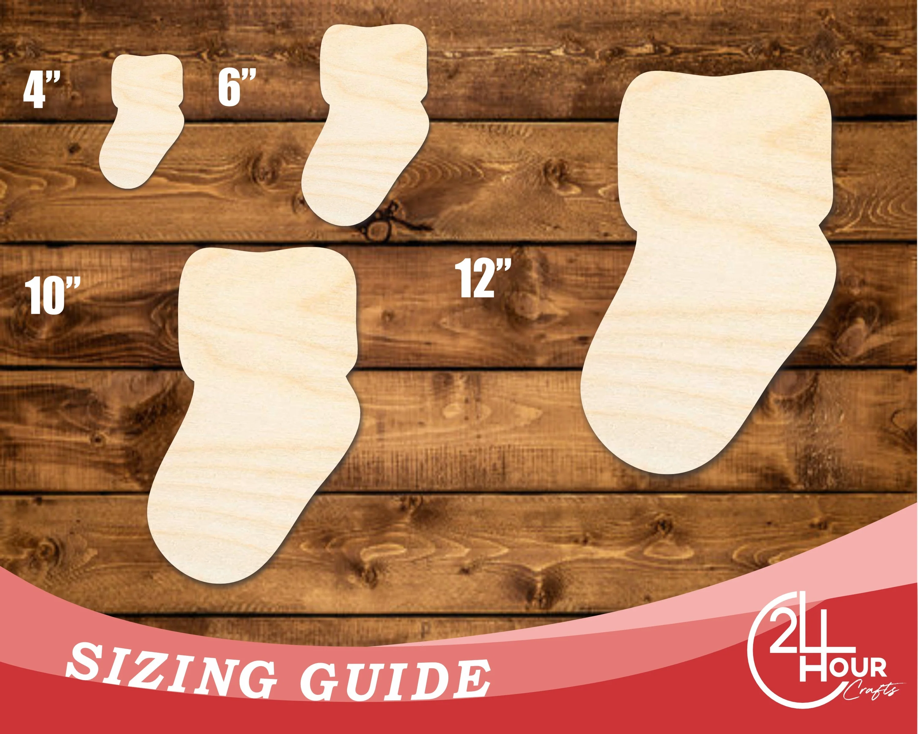 Unfinished Wood Baby Sock Shape | DIY Craft Cutout | up to 46" DIY - Image 3
