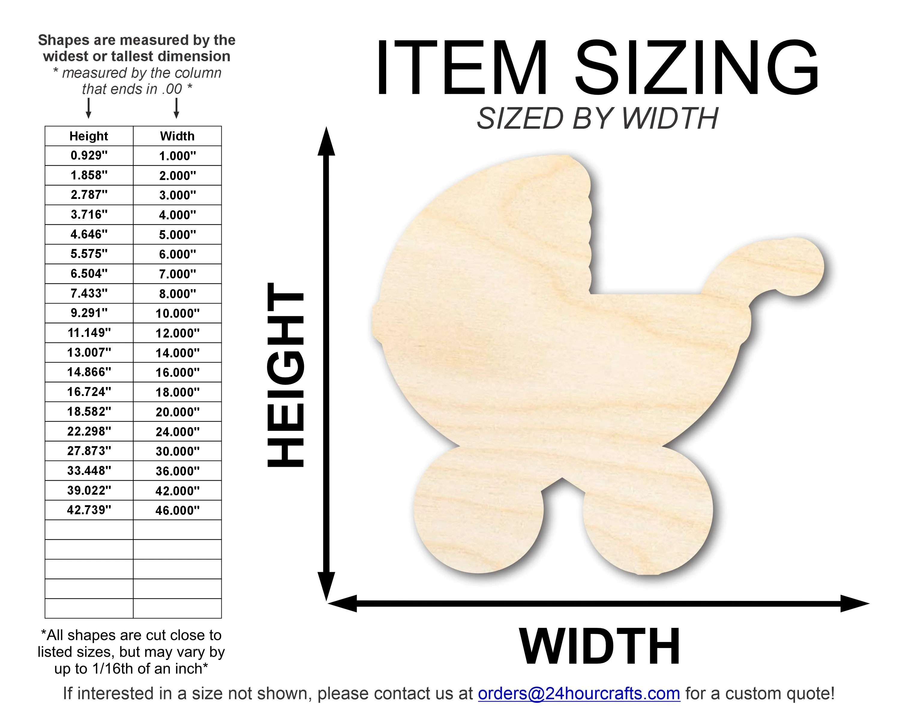 Unfinished Wood Baby Stroller Shape | DIY Craft Cutout | up to 46" DIY - Image 2