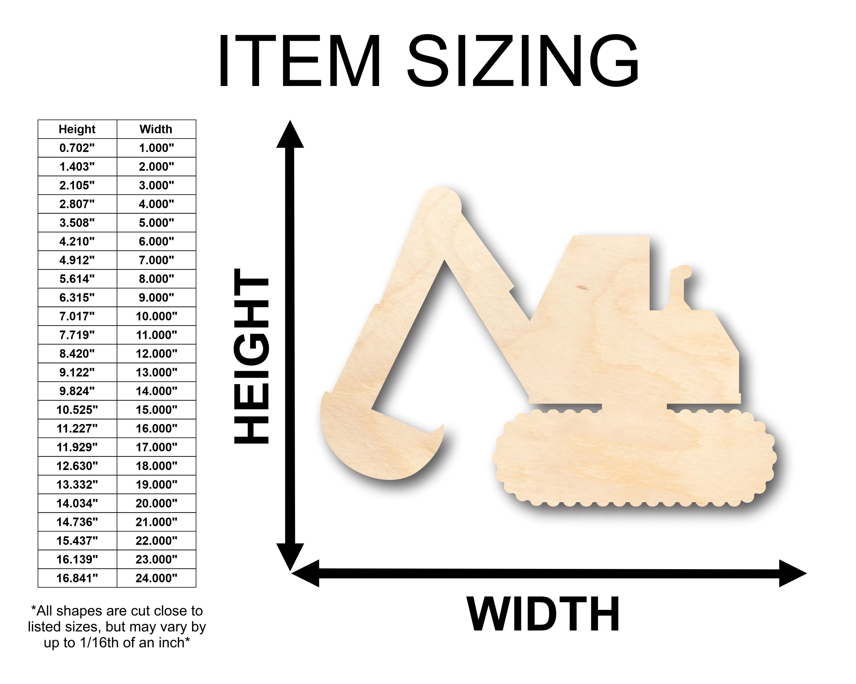 Unfinished Wood Back Hoe Construction Shape - Craft - up to 46" DIY - Image 2