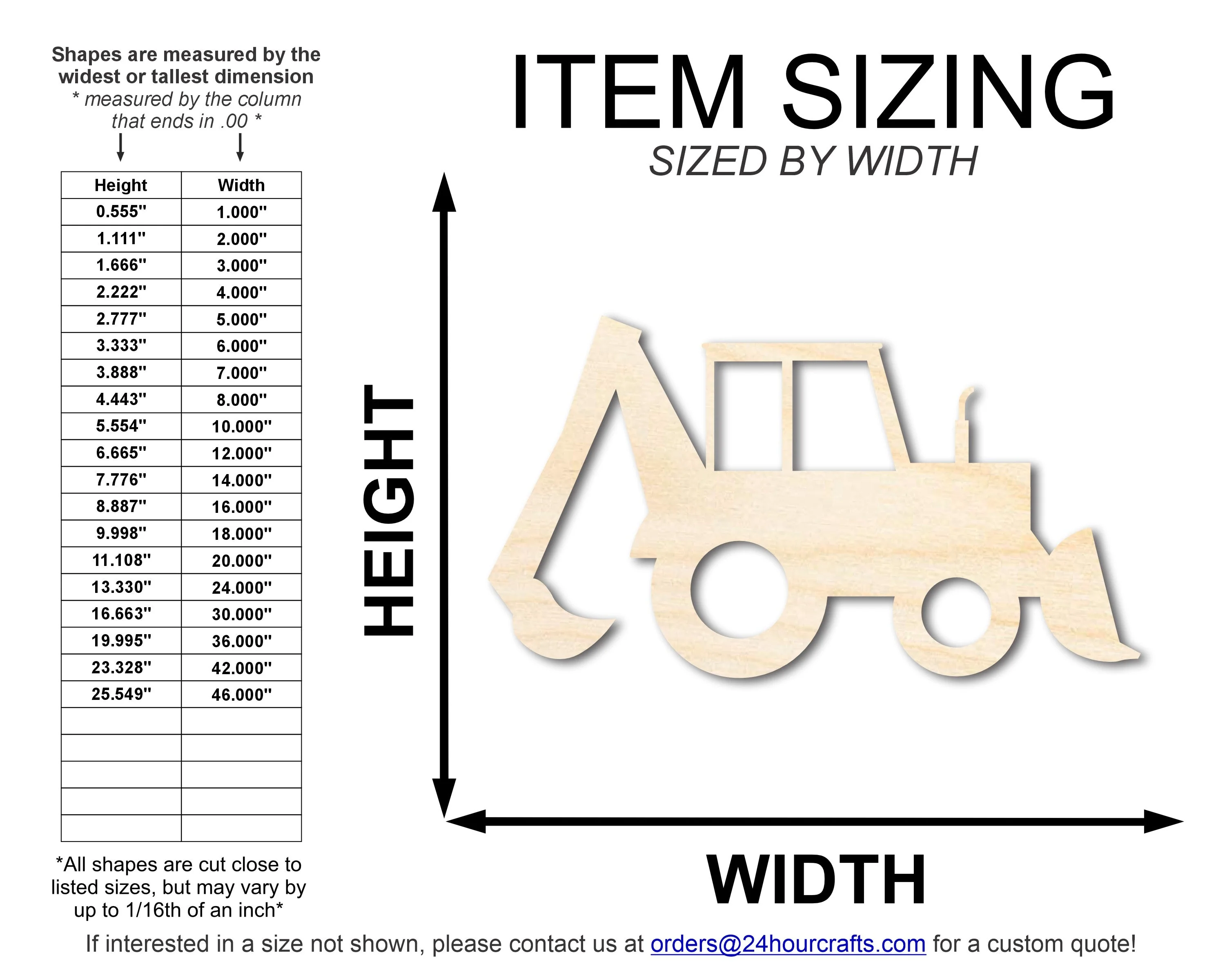 Unfinished Wood Backhoe Shape | DIY Craft Cutout | up to 46" DIY - Image 2