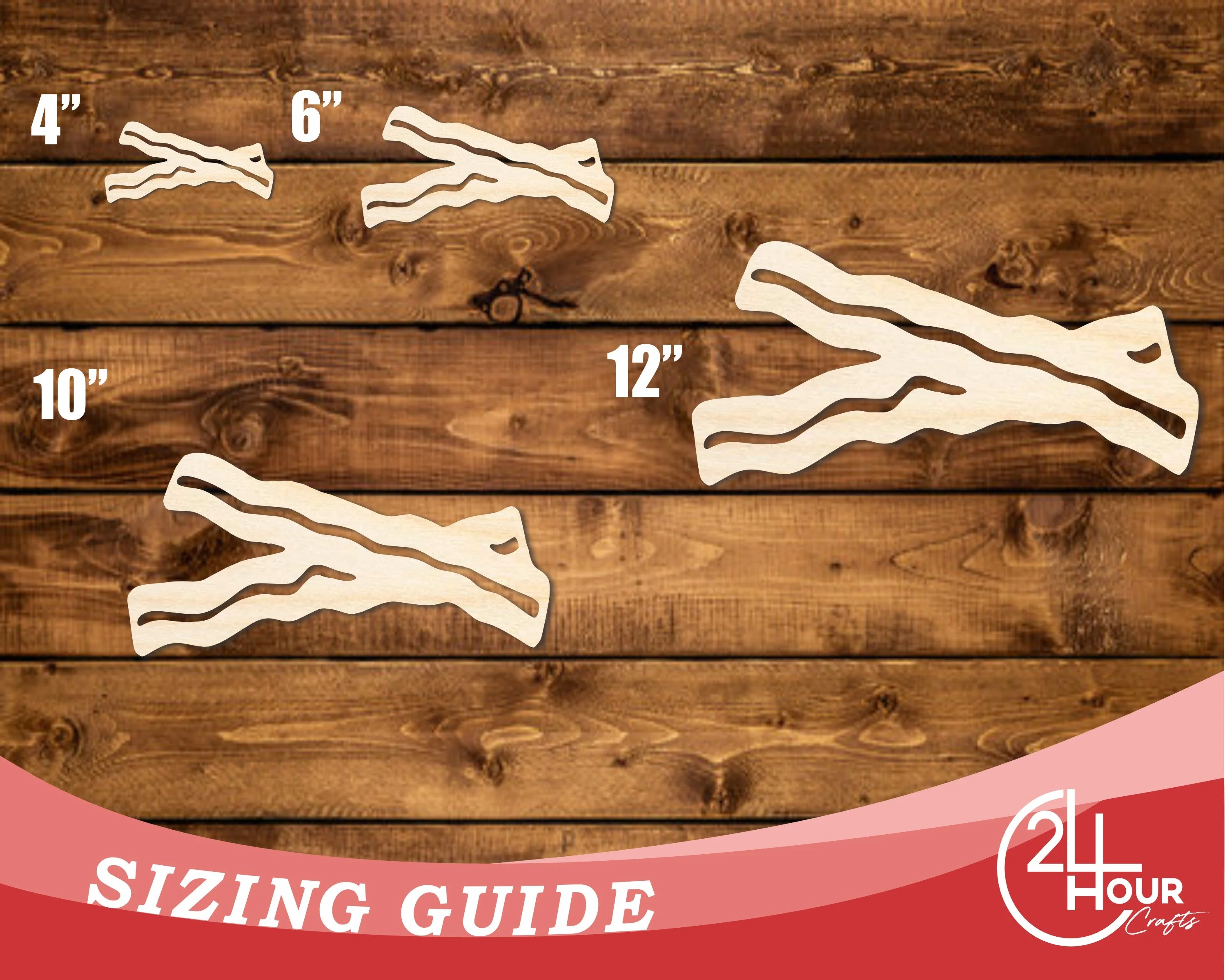Unfinished Wood Bacon Shape | DIY Craft Cutout | up to 46" DIY - Image 3