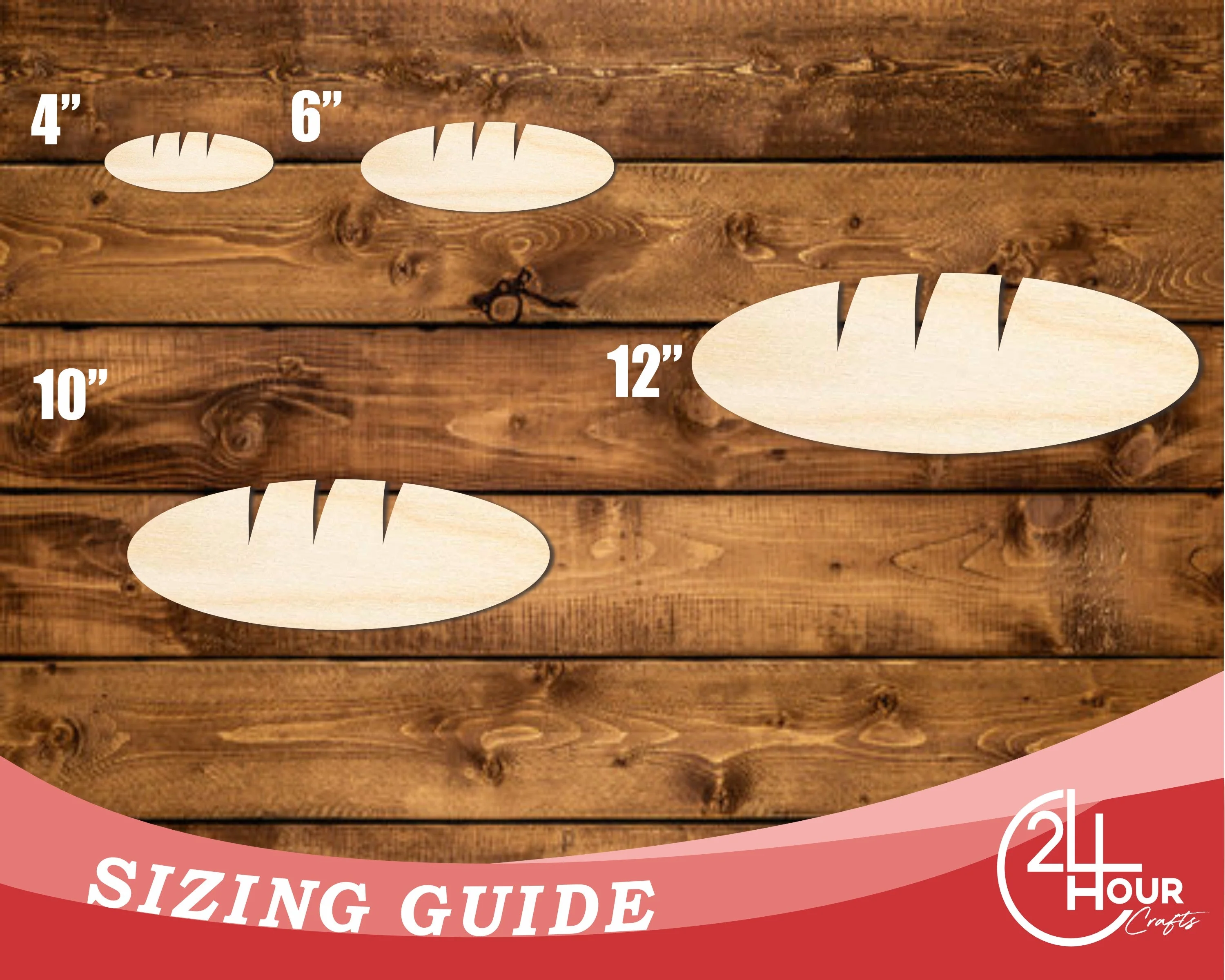Unfinished Wood Baguette Shape | DIY Craft Cutout | up to 46" DIY - Image 3