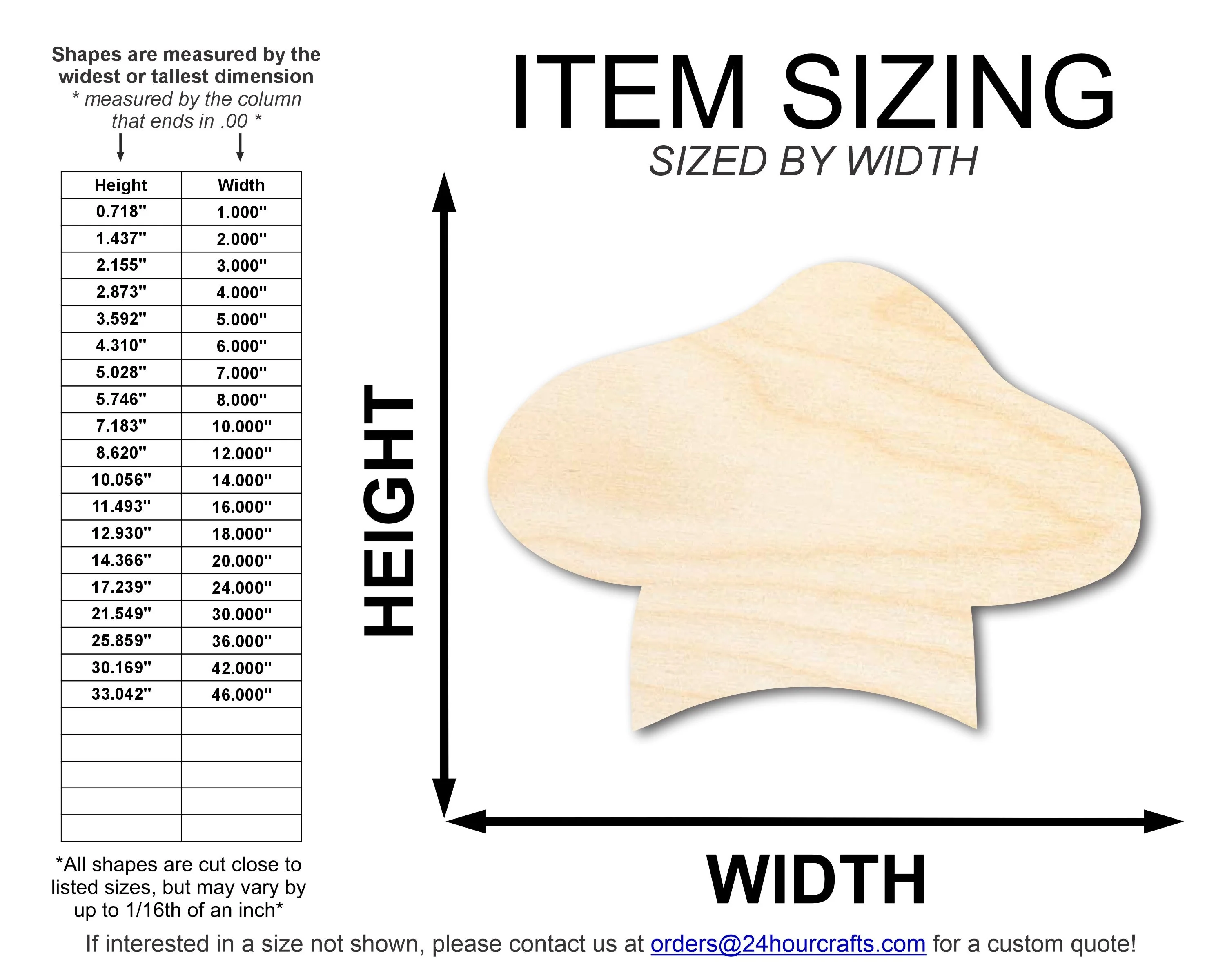 Unfinished Wood Baker Hat Shape | DIY Craft Cutout | up to 46" DIY - Image 2